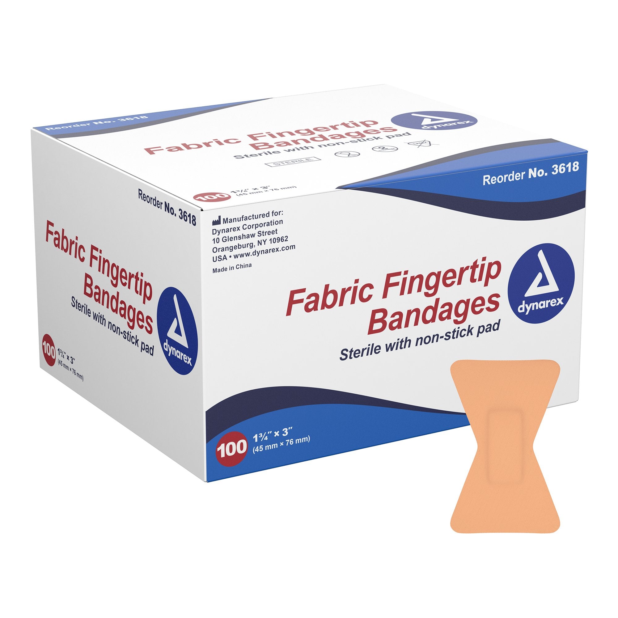 Adhesive Strip Dynarex® 1-3/4 X 3 Inch Fabric Fingertip White Sterile