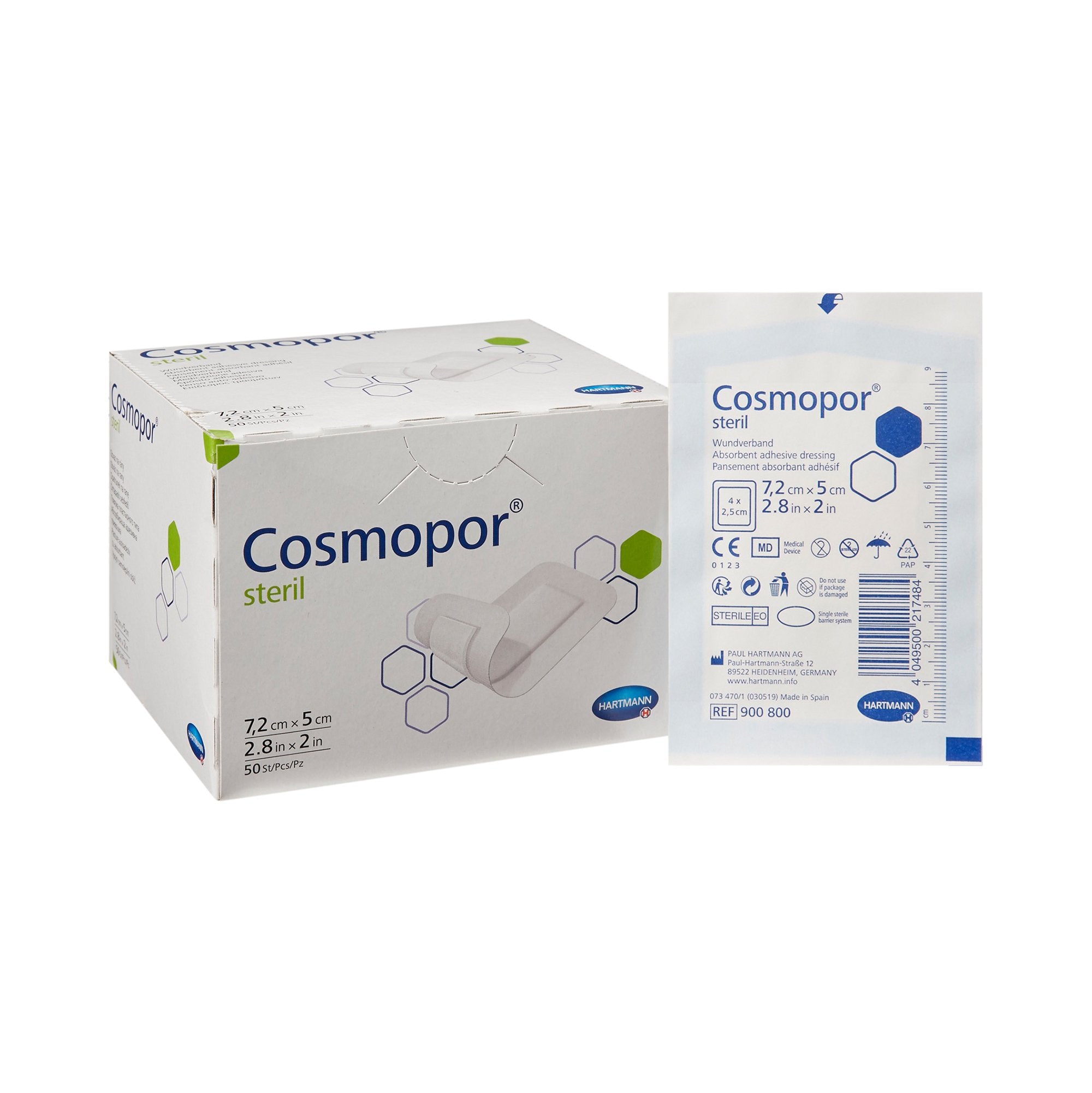 Adhesive Dressing Cosmopor® 2 X 2- 4/5 Inch Nonwoven Rectangle White Sterile