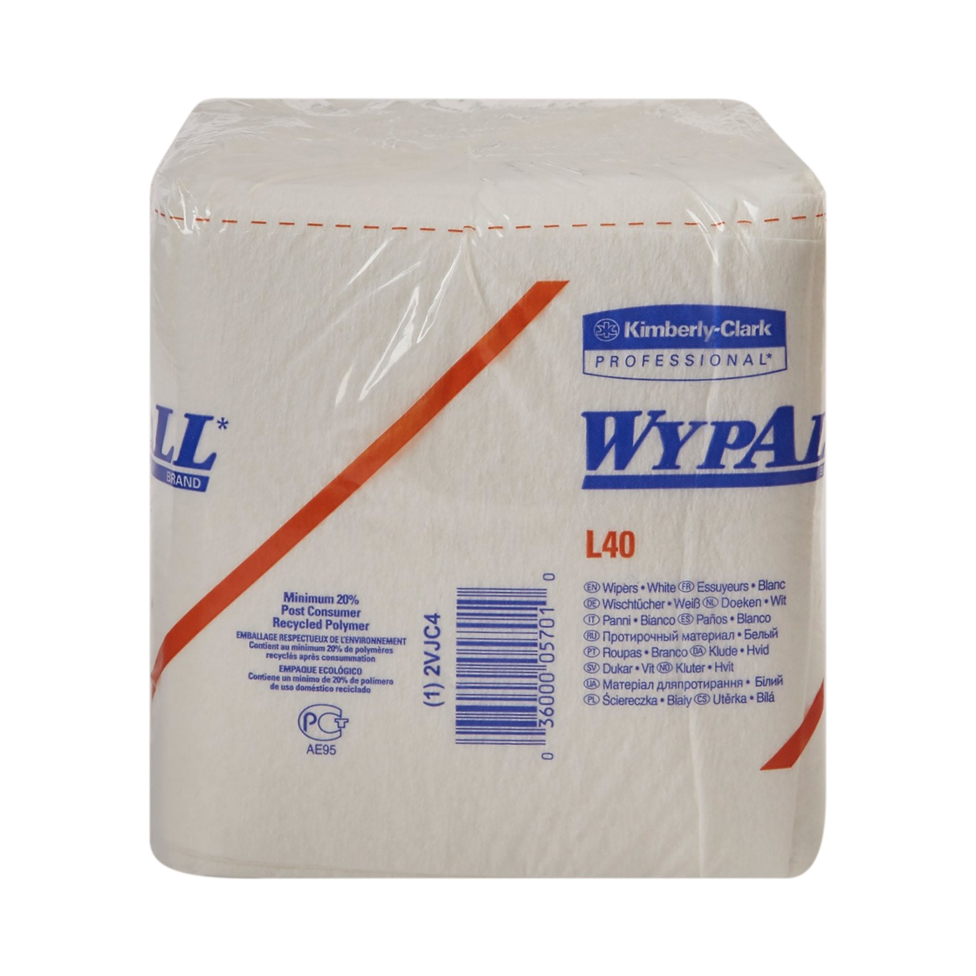 Task Wipe WypAll® L40 Light Duty White NonSterile Double Re-Creped 12 X 12-1/2 Inch Disposable