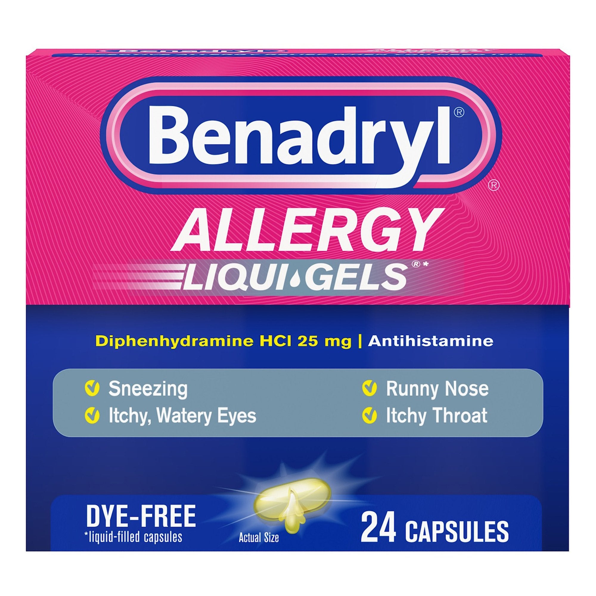 Allergy Relief Benadryl® 25 mg Strength Gelcap 24 per Box