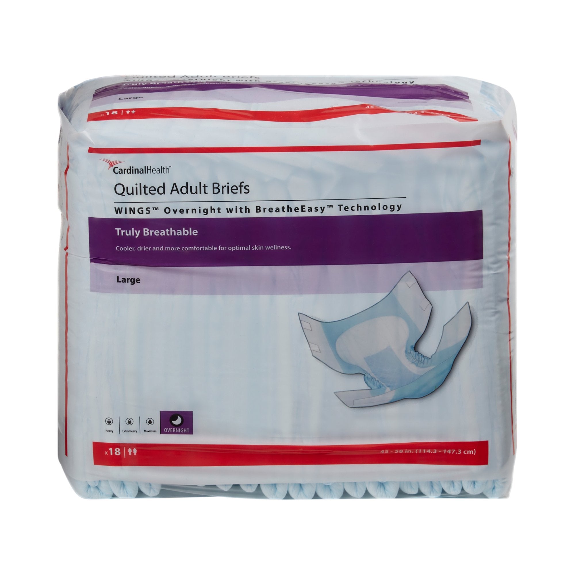 Unisex Adult Incontinence Brief Wings™ Large Disposable Heavy Absorbency