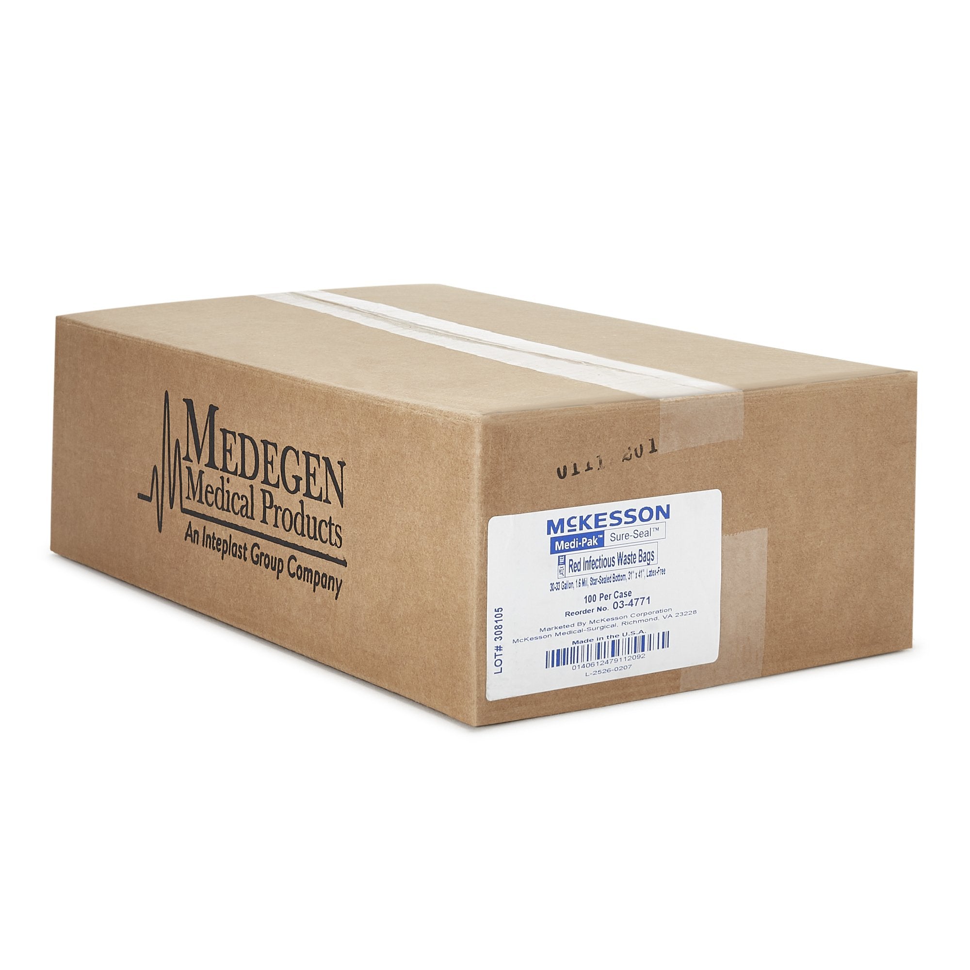 Infectious Waste Bag McKesson 30 to 33 gal. Red Bag LLDPE 31 X 41 Inch