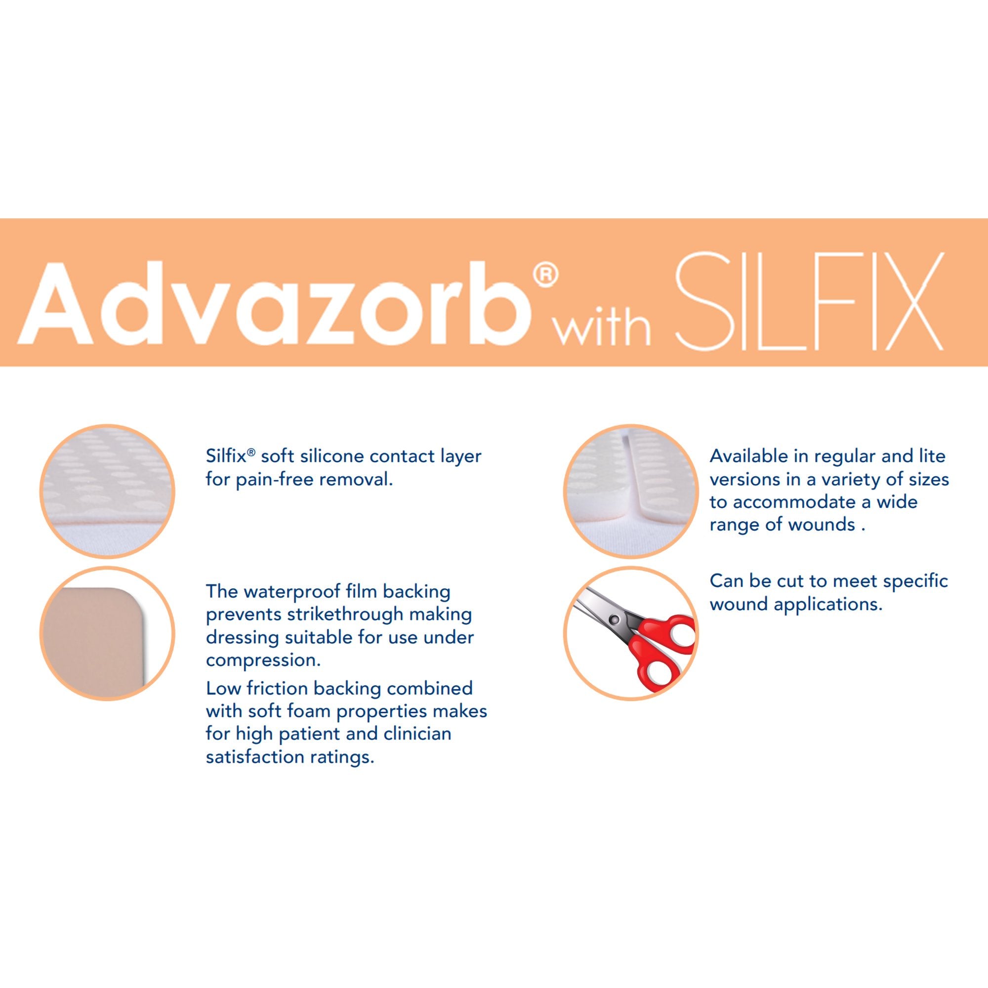 Foam Dressing Advazorb Silfix® 4 X 4 Inch Without Border Film Backing Silicone Face Square Sterile