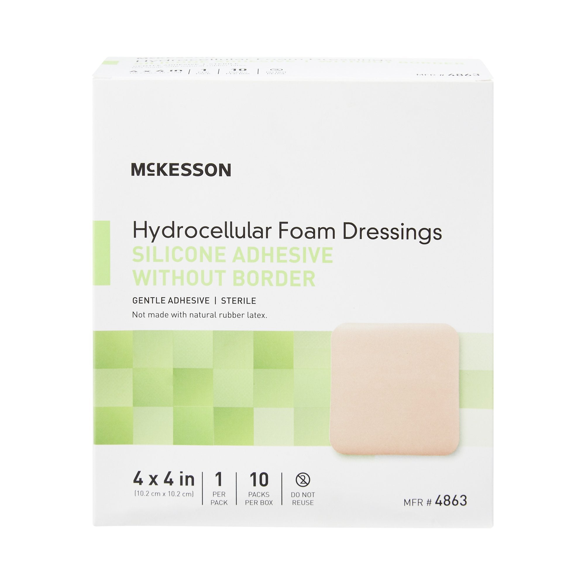 Foam Dressing McKesson 4 X 4 Inch Without Border Film Backing Silicone Gel Adhesive Square Sterile