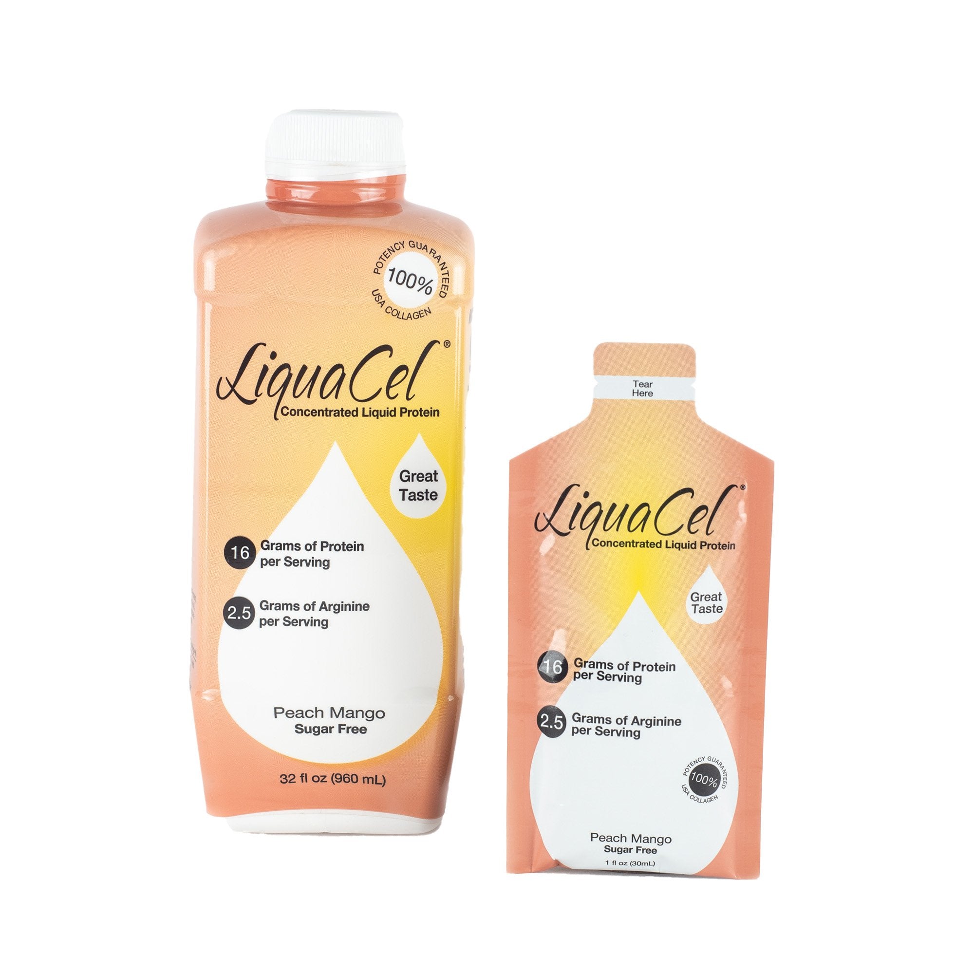 Oral Supplement LiquaCel® Peach Mango Flavor Liquid 32 oz. Bottle