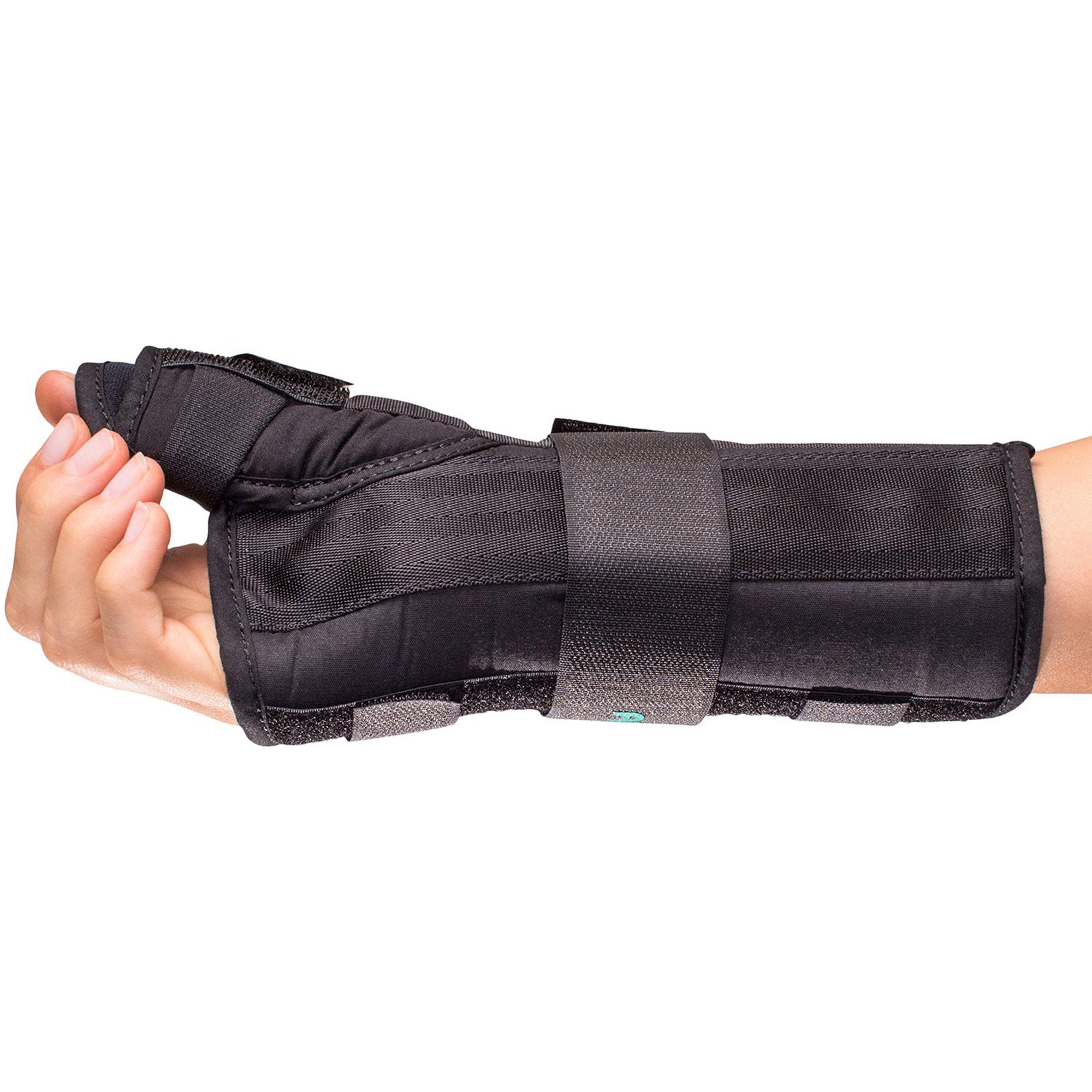 Wrist Brace with Thumb Spica Premier® Aluminium / Foam / Nylon / Plastic / Polyester Right Hand Black Medium