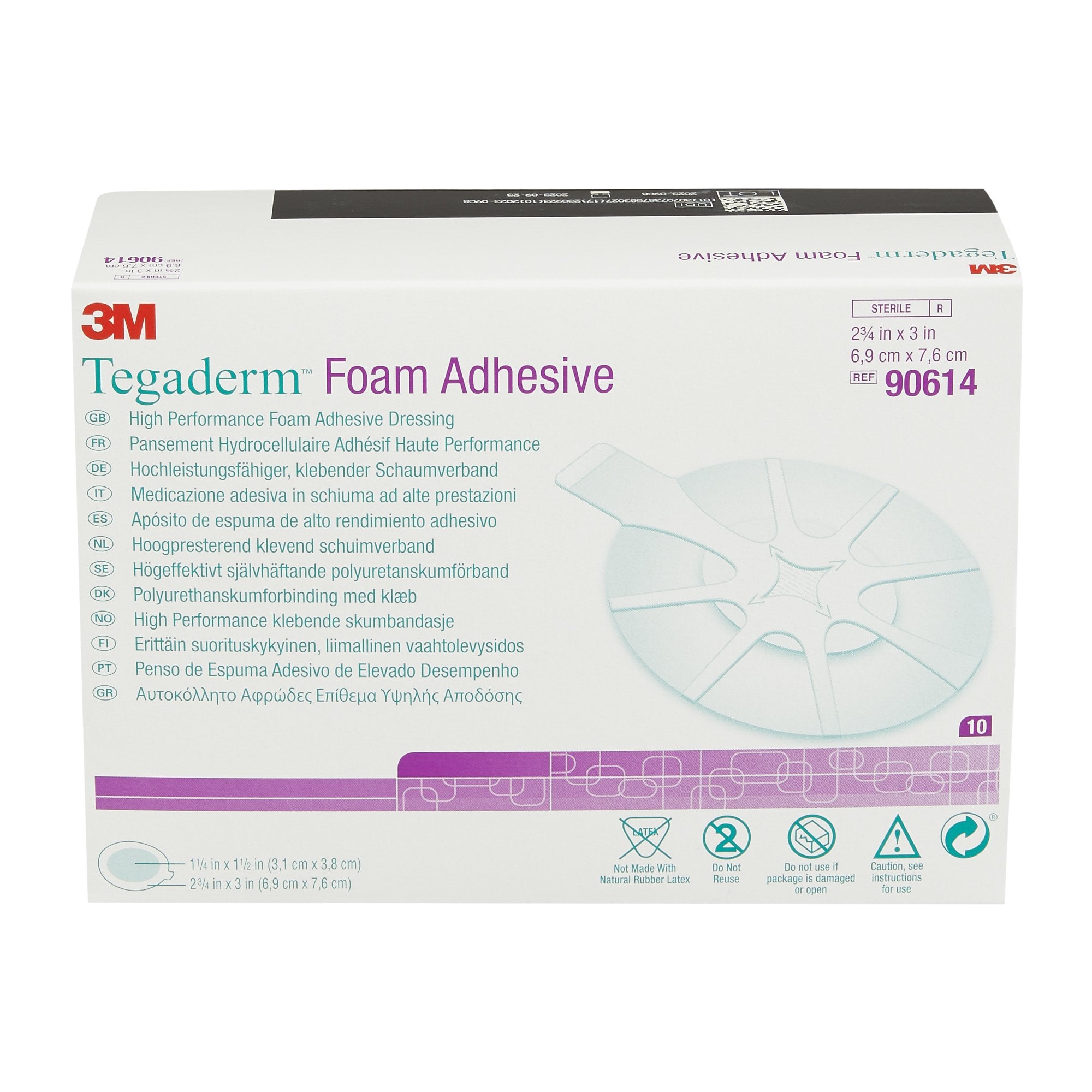 Foam Dressing 3M™ Tegaderm™ High Performance 2-3/4 X 2-3/4 Inch With Border Film Backing Acrylic Adhesive Oval Sterile