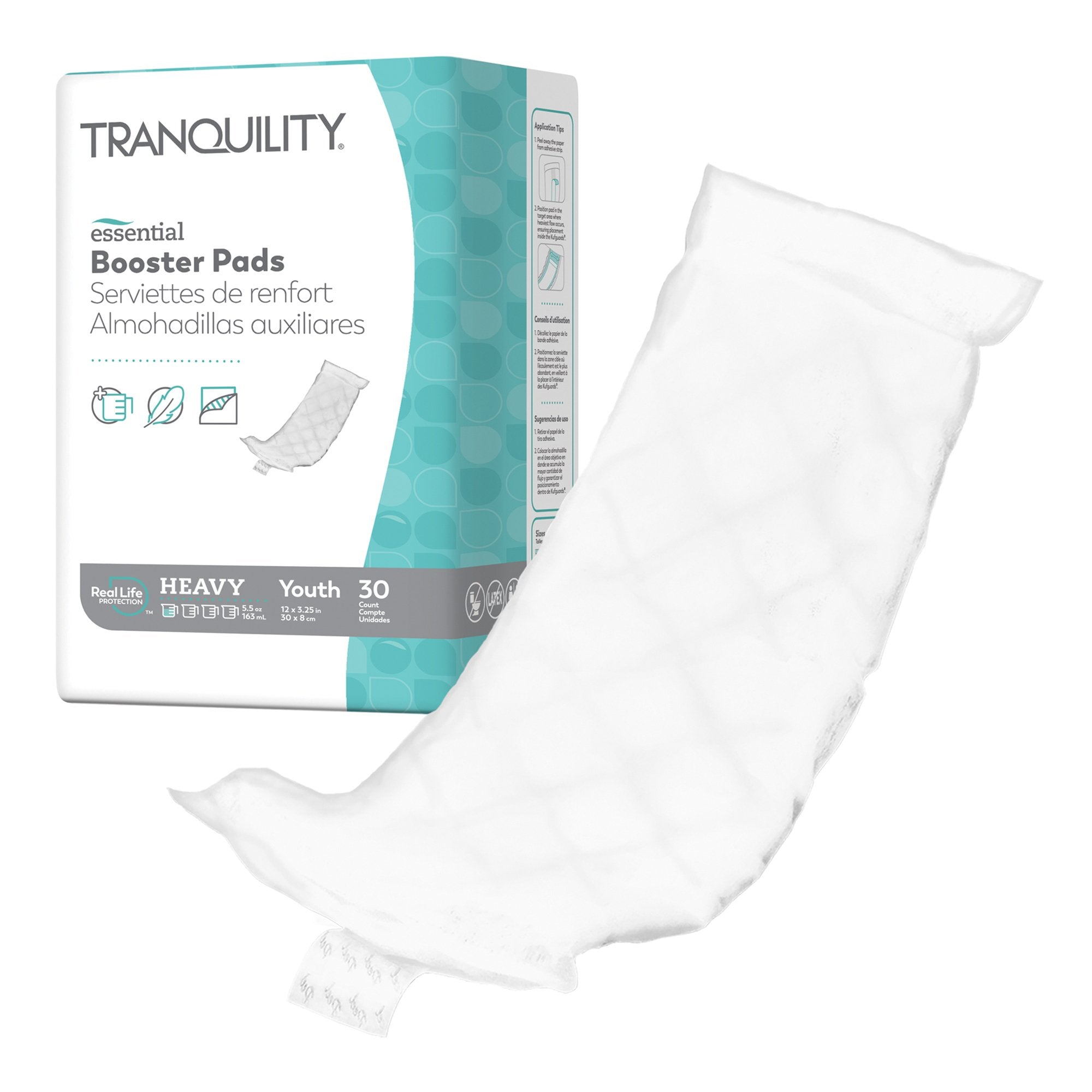 Booster Pad Tranquility® Essential 3-1/4 X 12 Inch Heavy Absorbency Superabsorbant Core One Size Fits Most