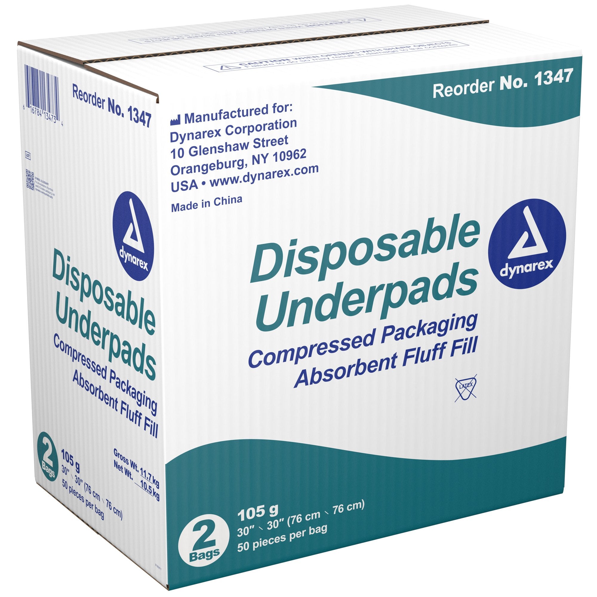 Disposable Underpad Dynarex® 30 X 30 Inch Fluff / Polymer Heavy Absorbency