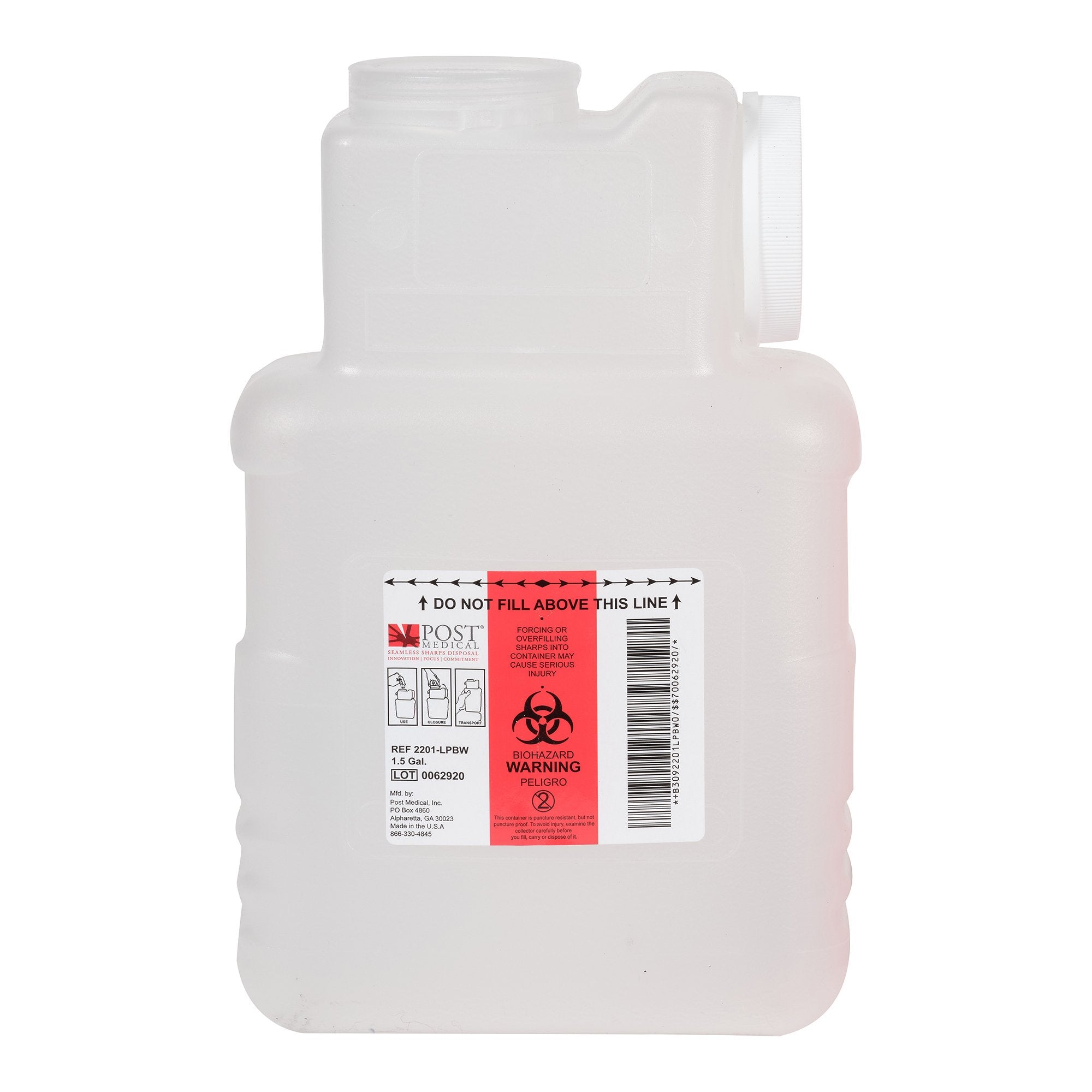 Sharps Container Leaktight Translucent Base Horizontal / Vertical Entry 1.5 Gallon