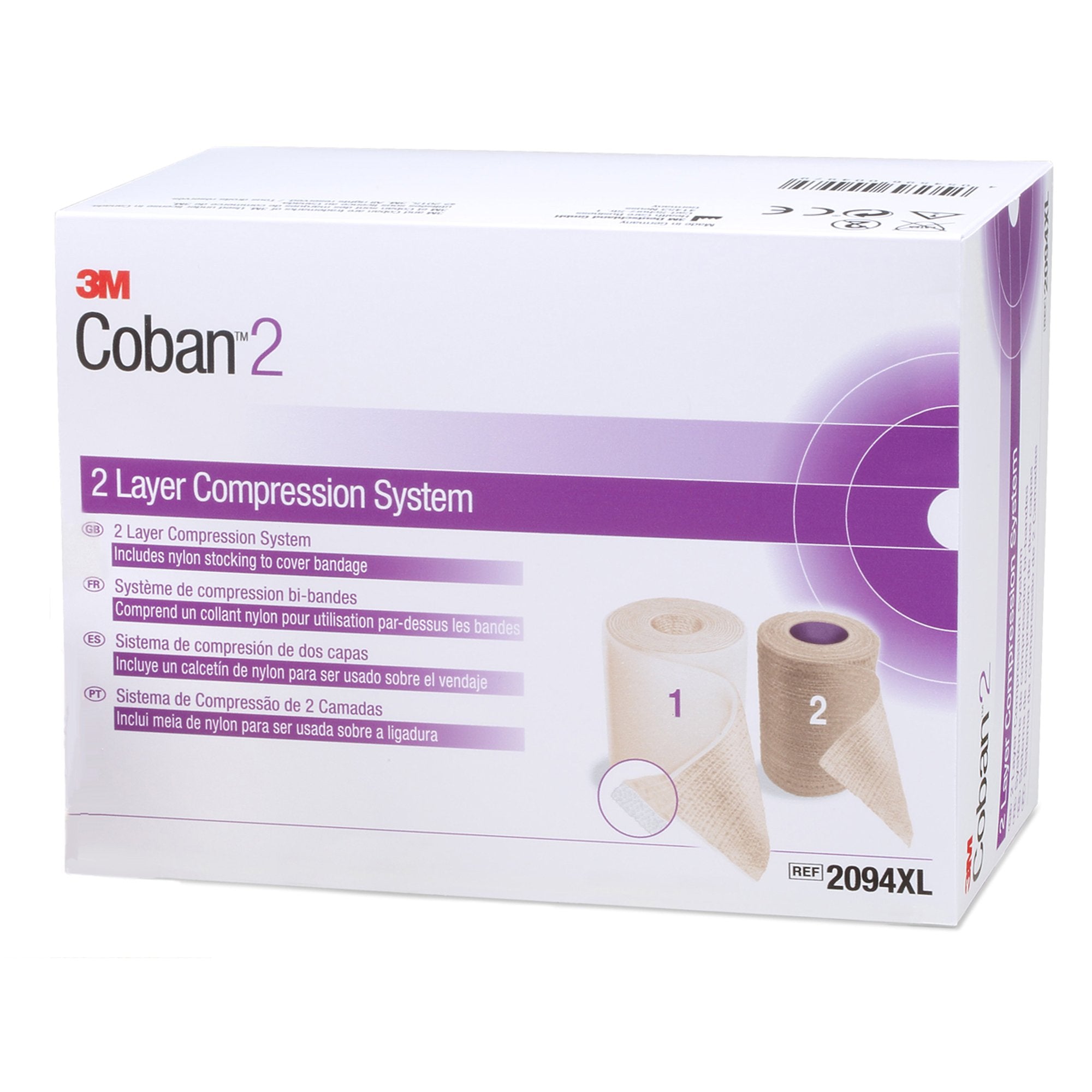 2 Layer Compression Bandage System 3M™ Coban™ 2 4 Inch X 3-4/5 Yard / 4 Inch X 6-3/10 Yard Self-Adherent / Pull On Closure Tan / White NonSterile 35 to 40 mmHg
