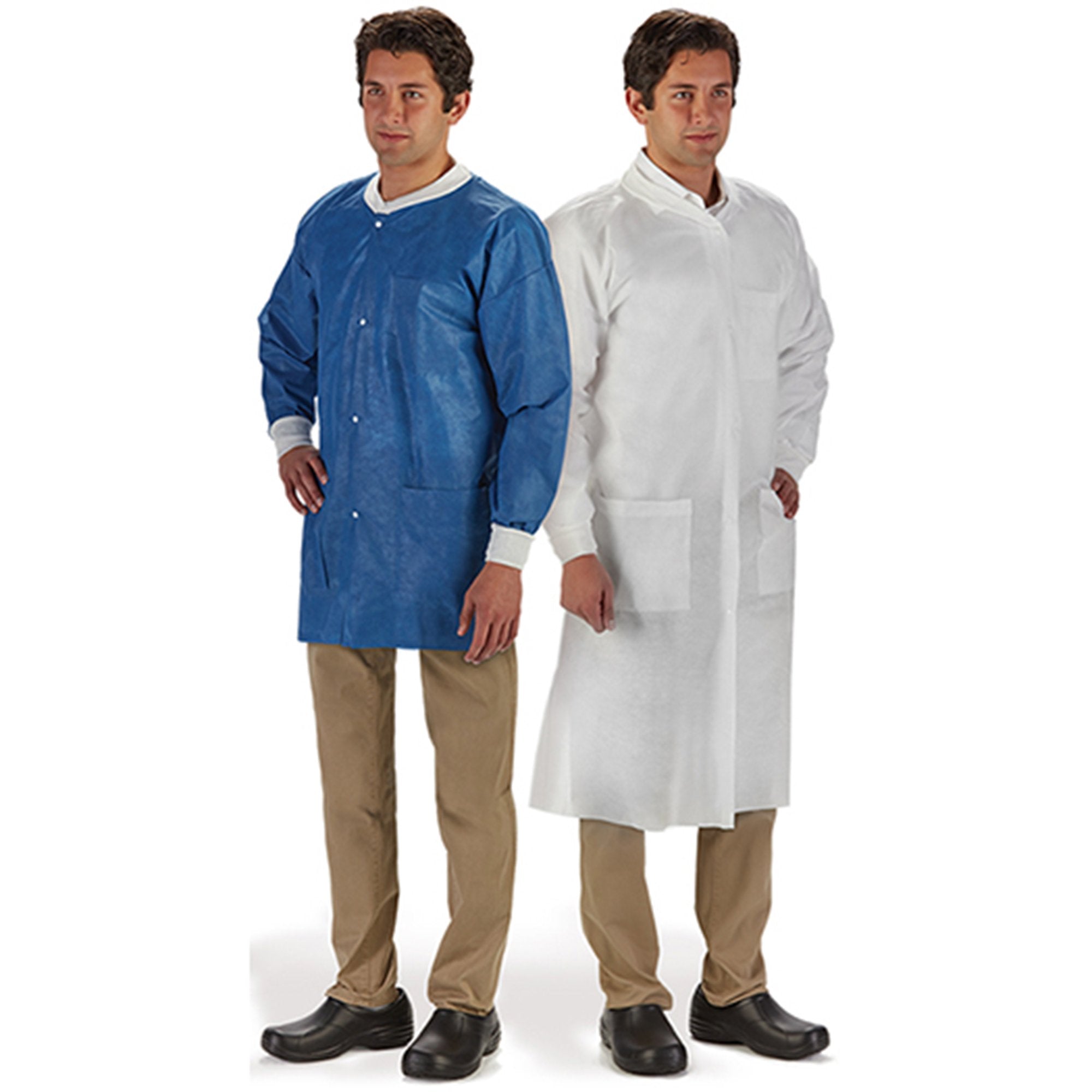 Lab Coat LabMates® Blue Small Knee Length Nonwoven Disposable