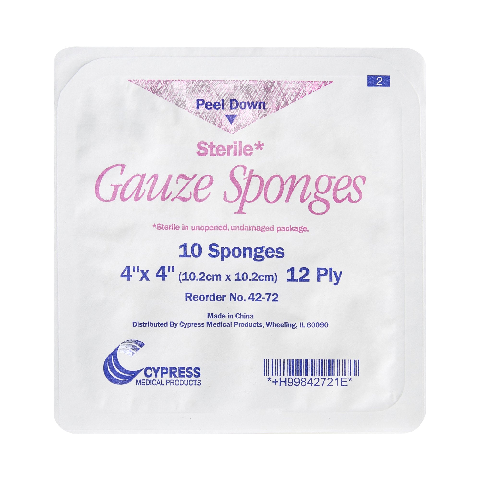 Gauze Sponge McKesson 4 X 4 Inch 10 per Tray Sterile 12-Ply Square