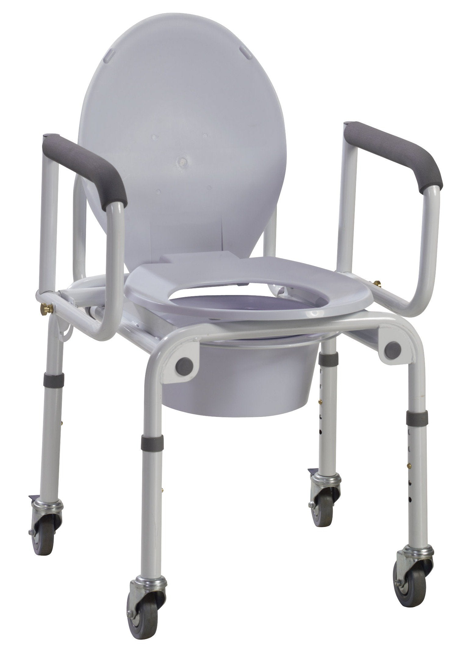 Commode Chair drive™ Padded Drop Arms Steel Frame 14 Inch Seat Width 300 lbs. Weight Capacity