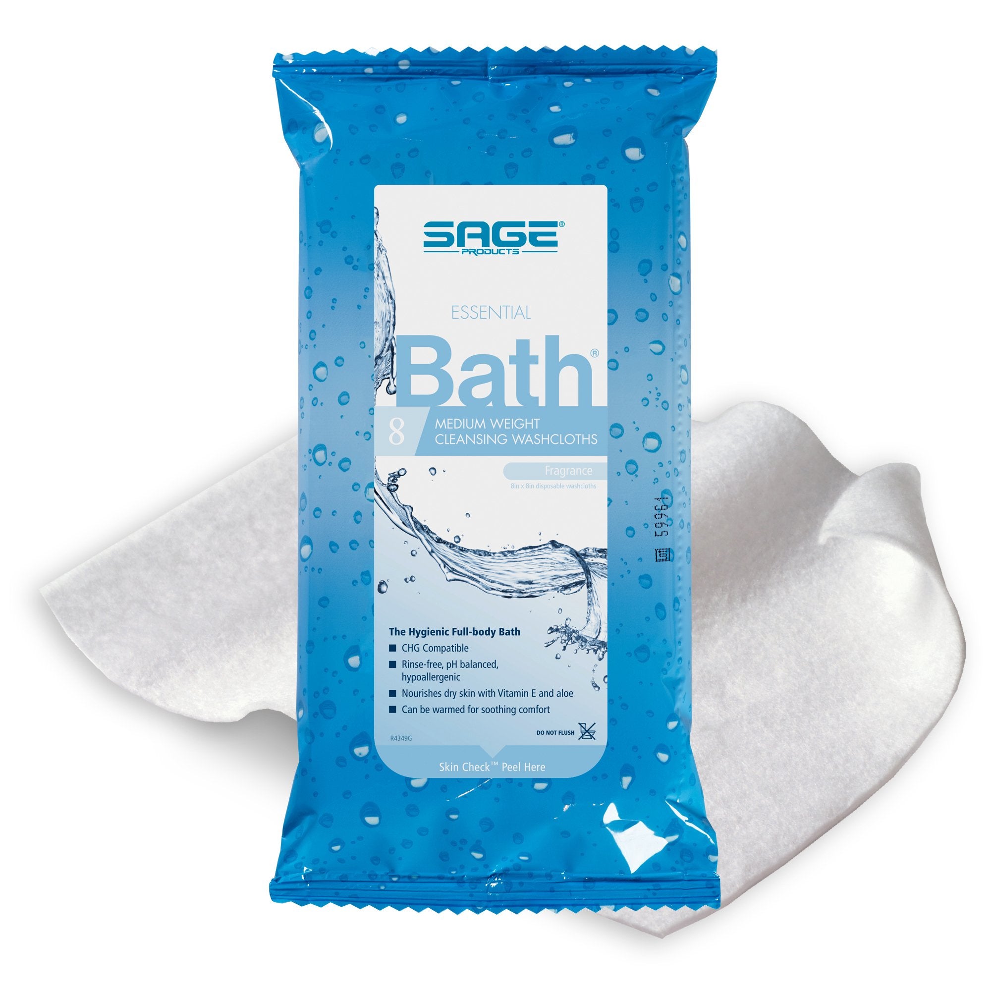 Rinse-Free Bath Wipe Essential Bath® Medium Weight Soft Pack Scented 8 Count