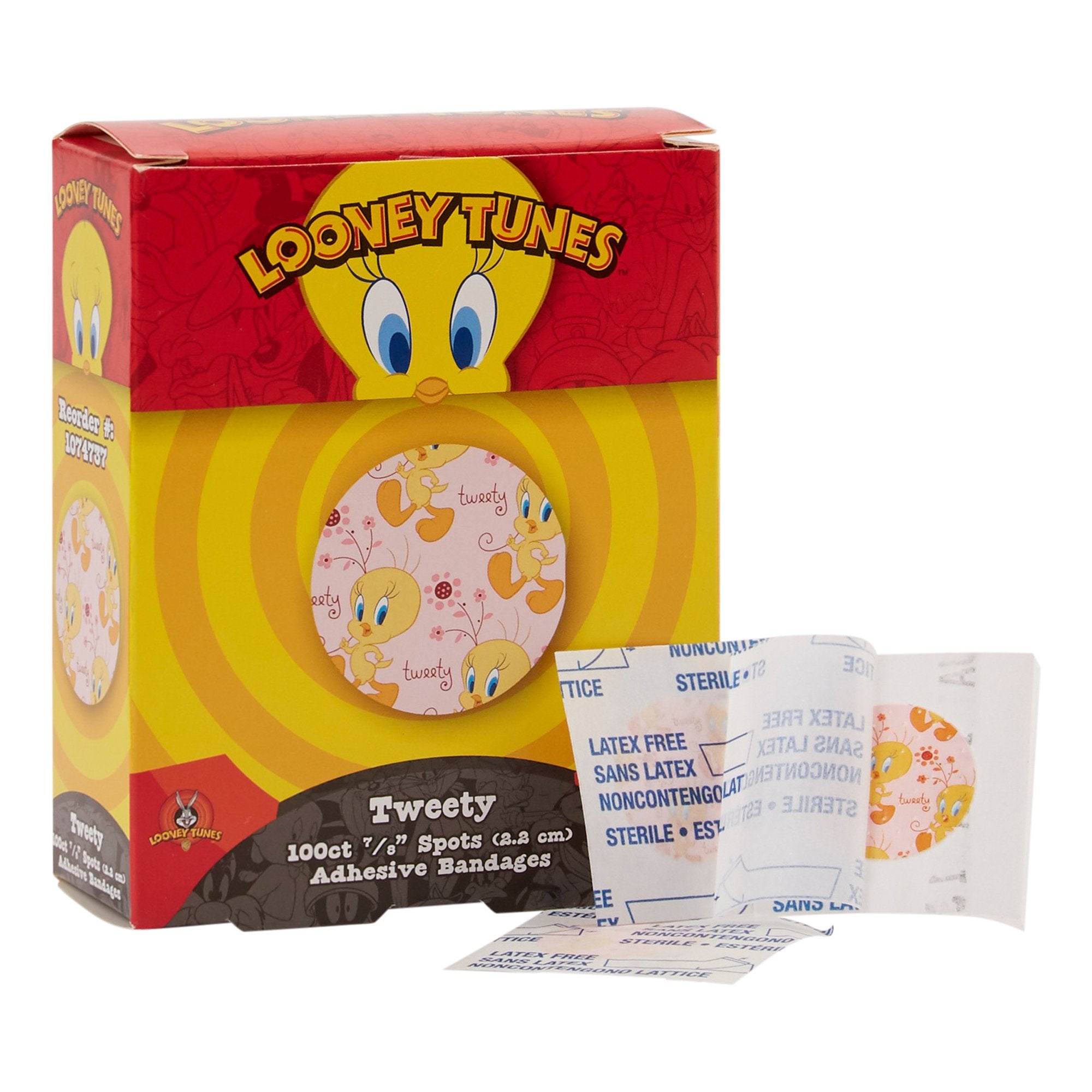 Adhesive Spot Bandage Looney Tunes™ 7/8 Inch Plastic Round Kid Design (Tweety) Sterile