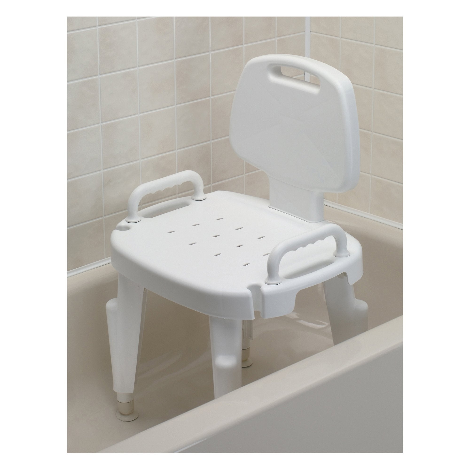 Bath Bench Maddak Removable Arms Plastic Frame With Backrest 17 Inch Seat Width 300 lbs. Weight Capacity