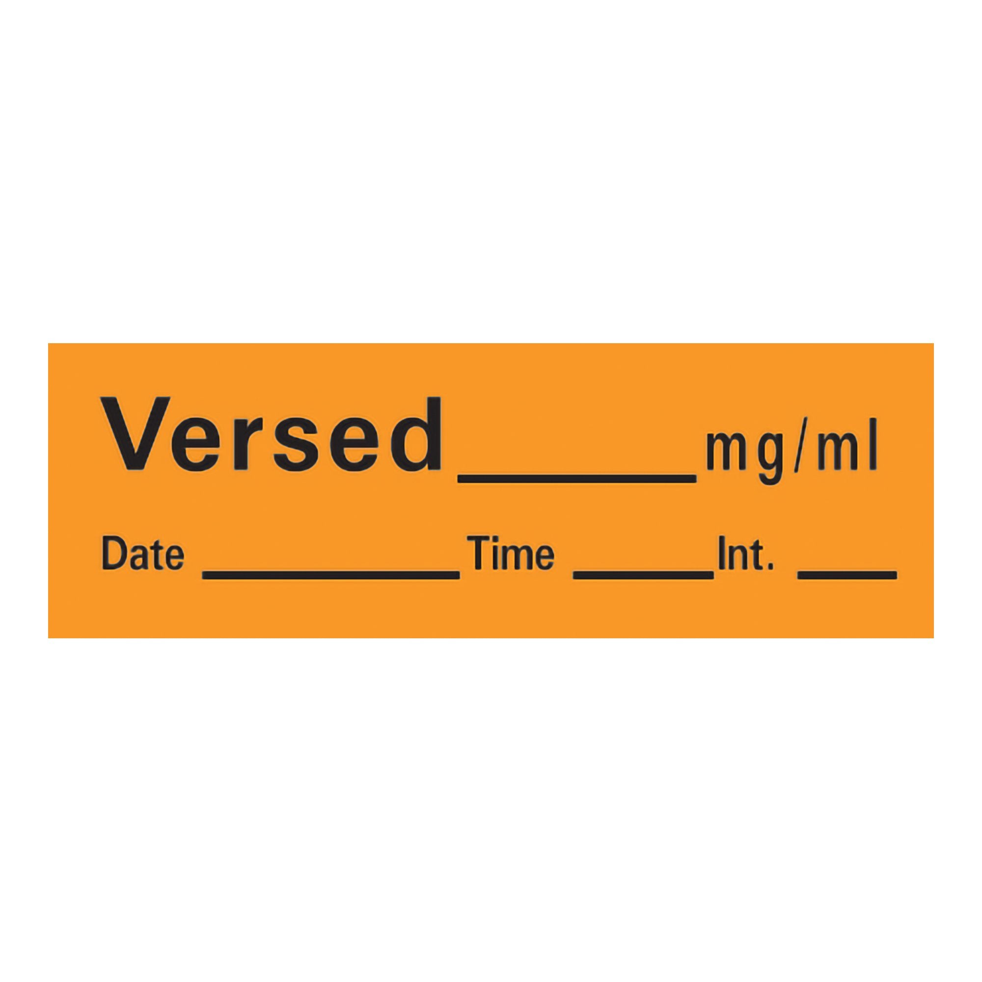 Drug Label Timemed Anesthesia Label Tape Versed_mg/mL Date_Time_Int_ Orange 1/2 X 1-1/2 Inch