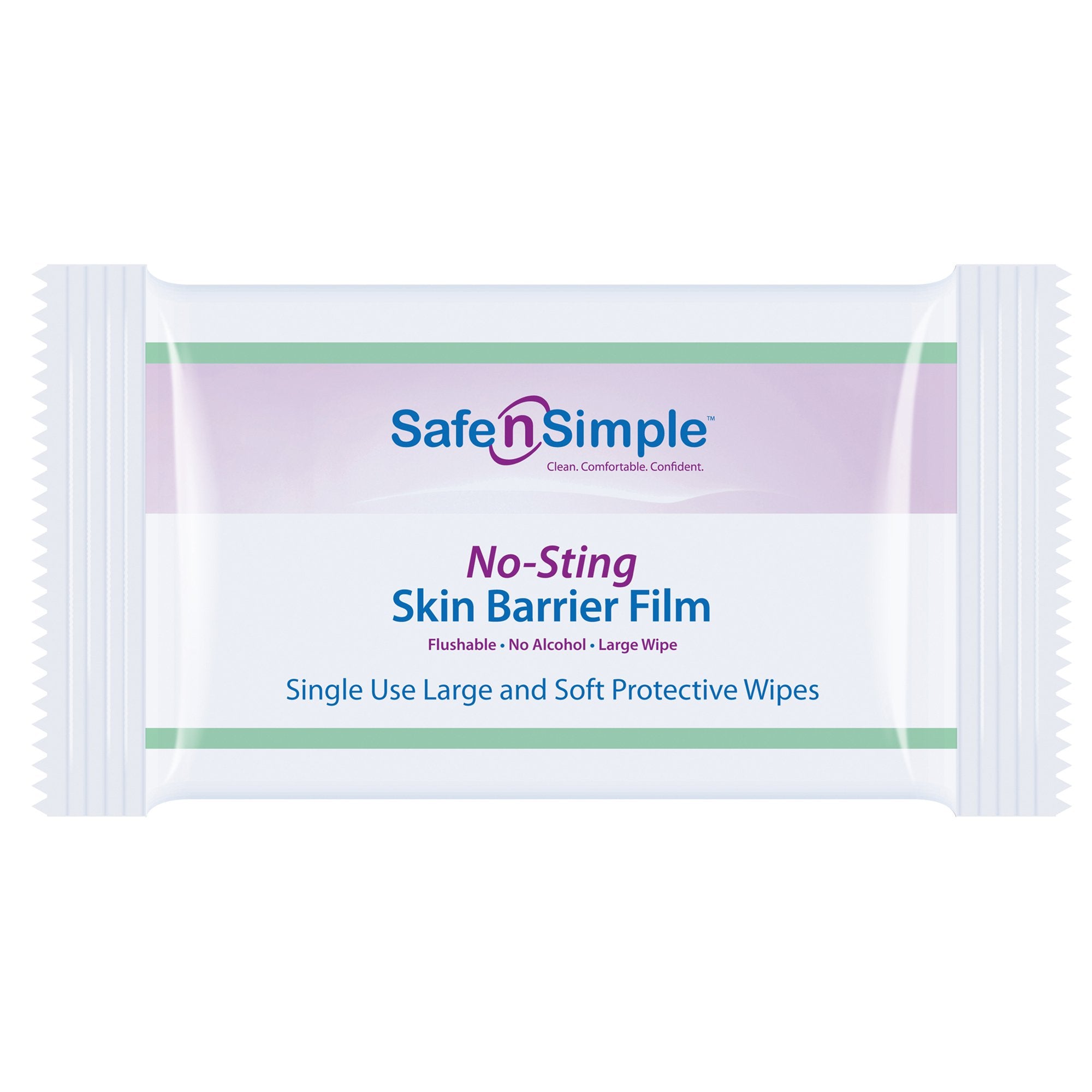 Skin Barrier Wipe Safe N Simple™ No-Sting 60% / 20% Strength Purified Water / Polyvinylpyrrolidone / Glycerin / Propylene Glycol Individual Packet Large NonSterile