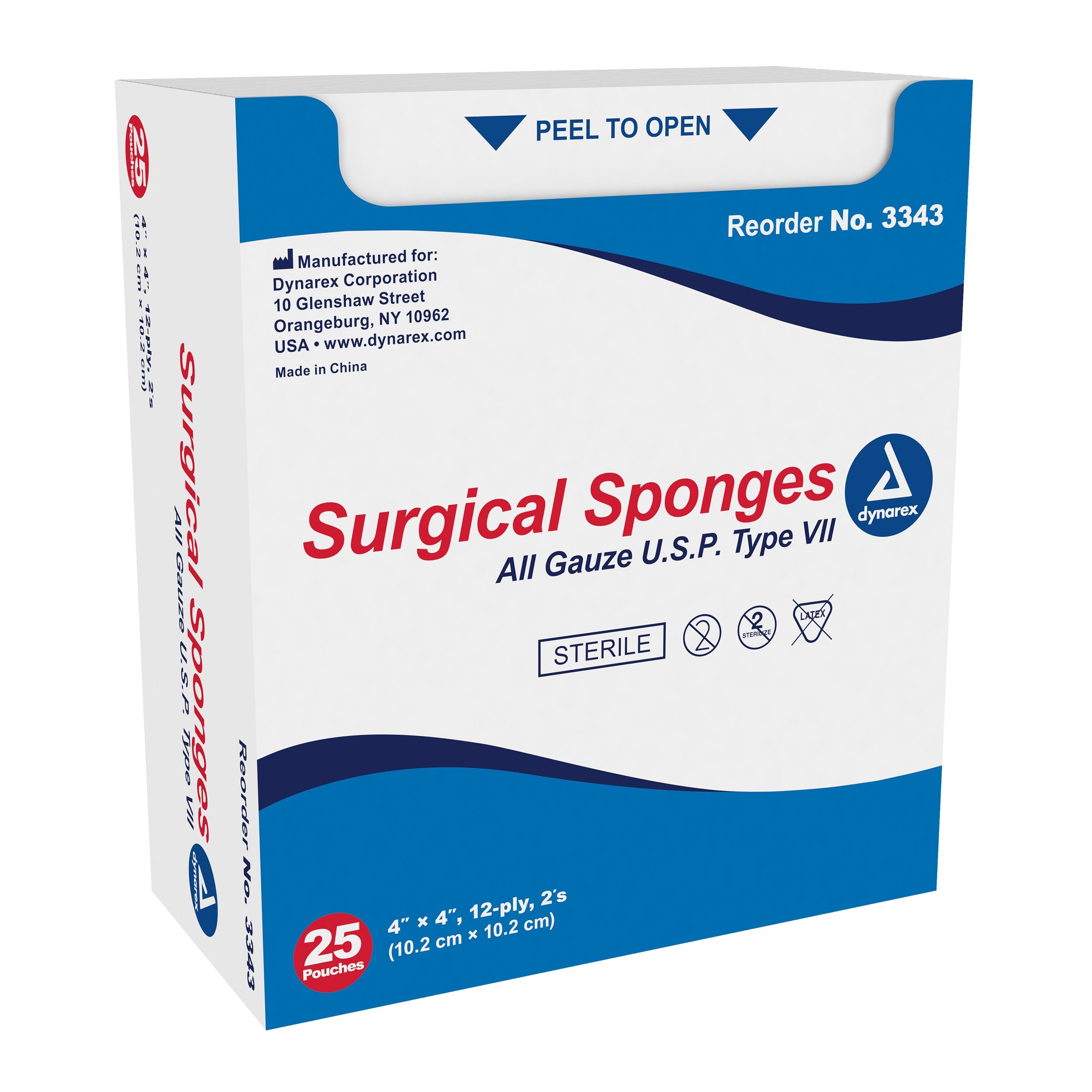 Gauze Sponge Dynarex® 4 X 4 Inch 2 per Pack Sterile 12-Ply Square