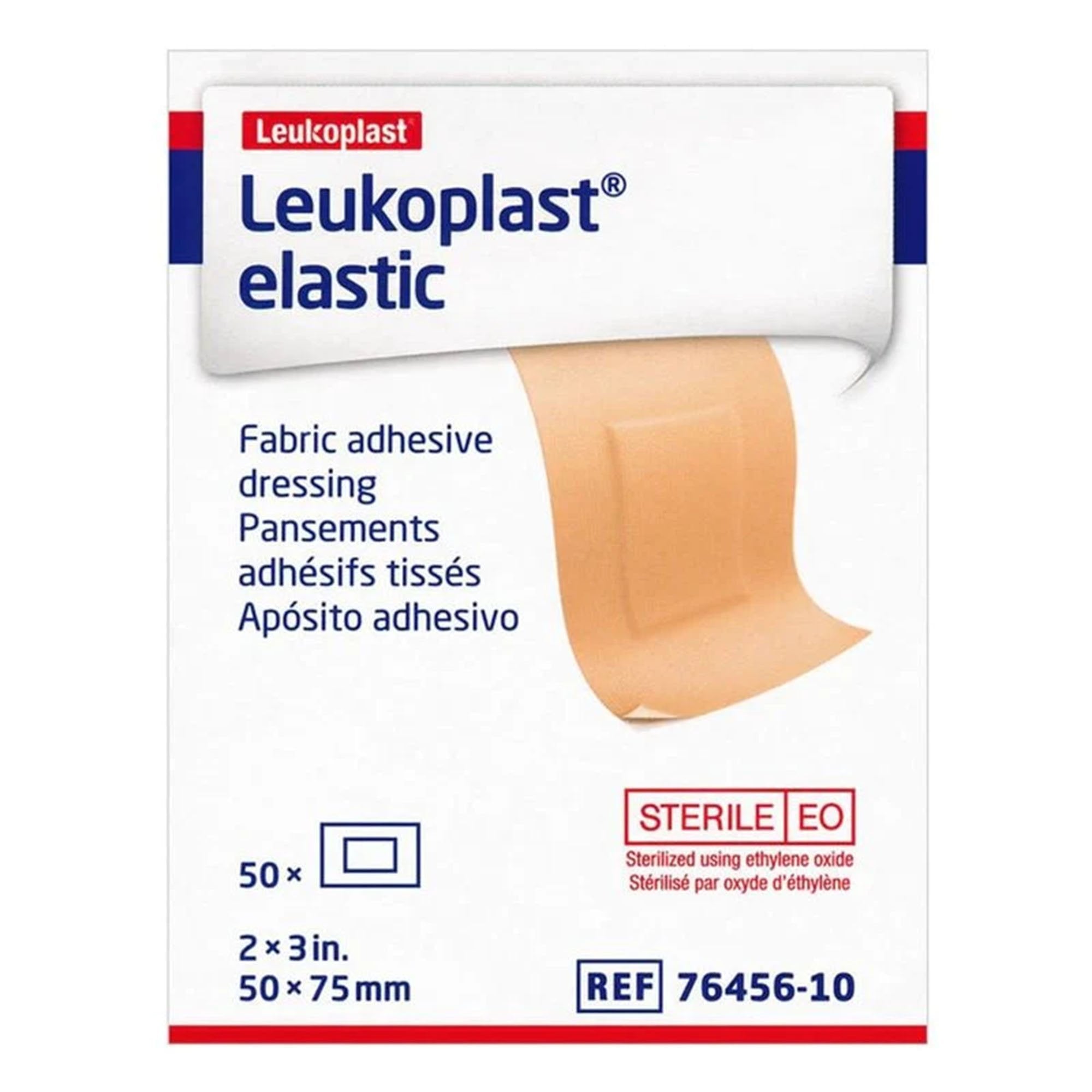 Adhesive Strip Leukoplast® Elastic 2 X 3 Inch Cross-Elastic Material Rectangle Tan Sterile