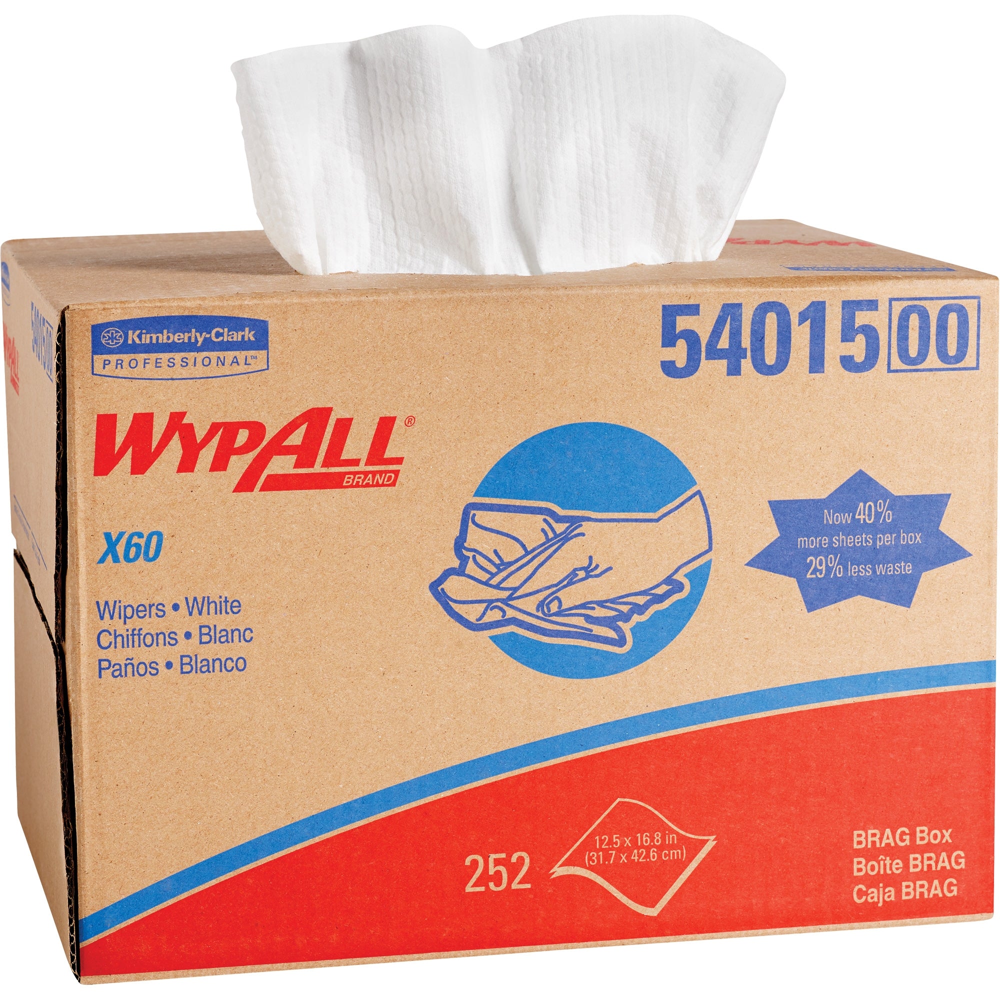 Task Wipe WypAll® X60 White NonSterile Hydroknit Fabric 12-1/2 X 16-4/5 Inch Disposable
