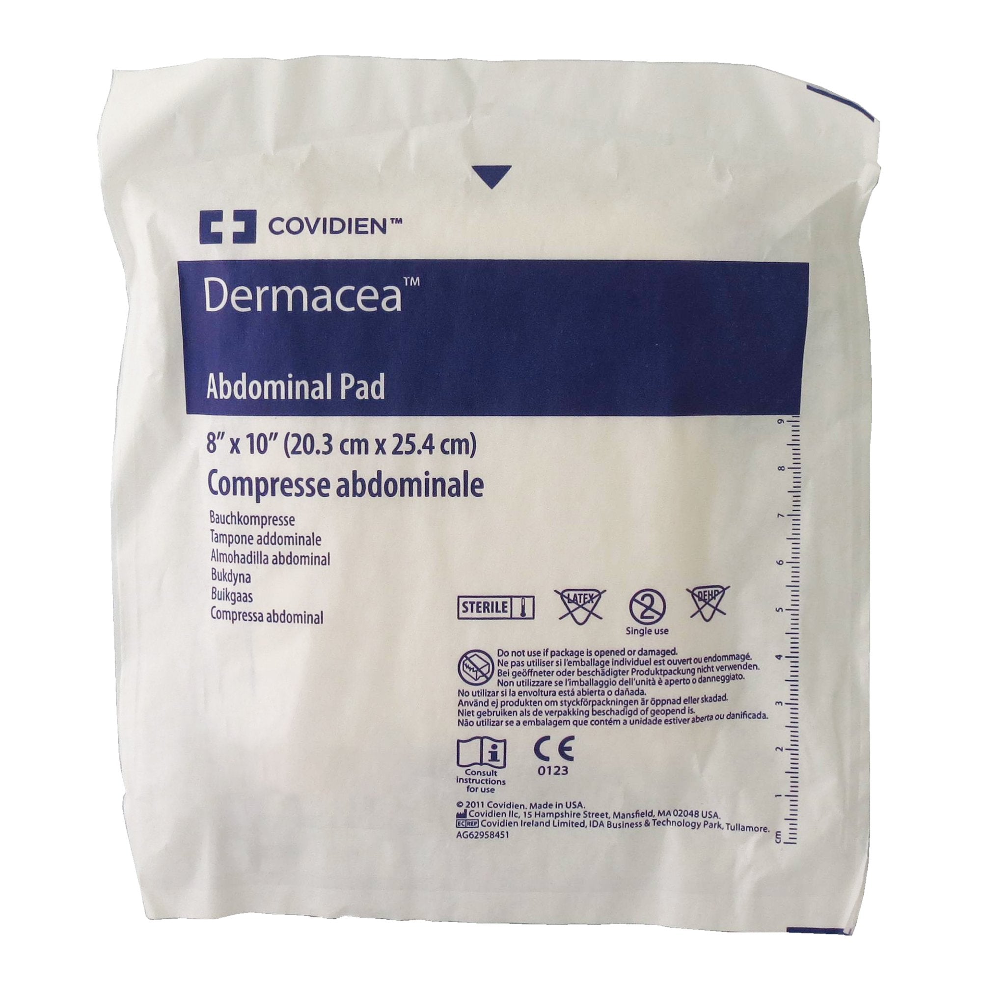 Abdominal Pad Dermacea™ 8 X 10 Inch 432 per Case NonSterile Rectangle