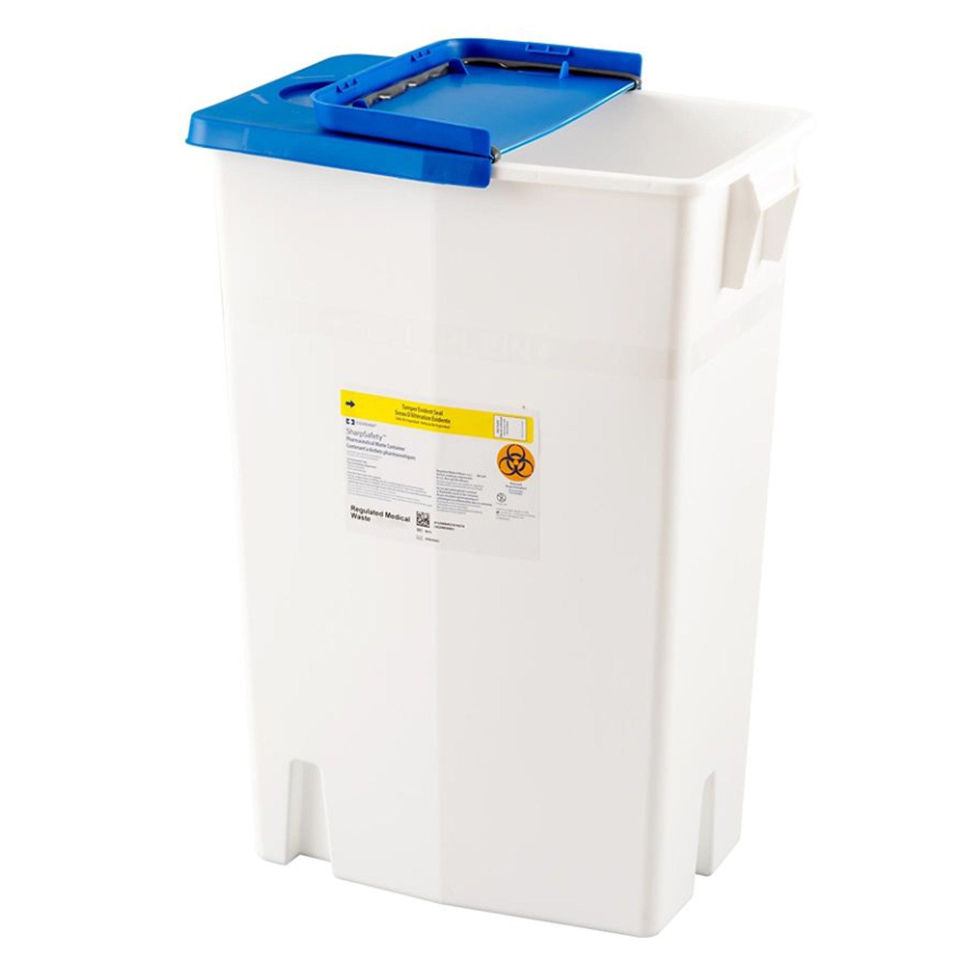 Pharmaceutical Waste Container PharmaSafety™ White Base 26 H X 12-3/4 D X 18-1/4 W Inch Vertical Entry 18 Gallon