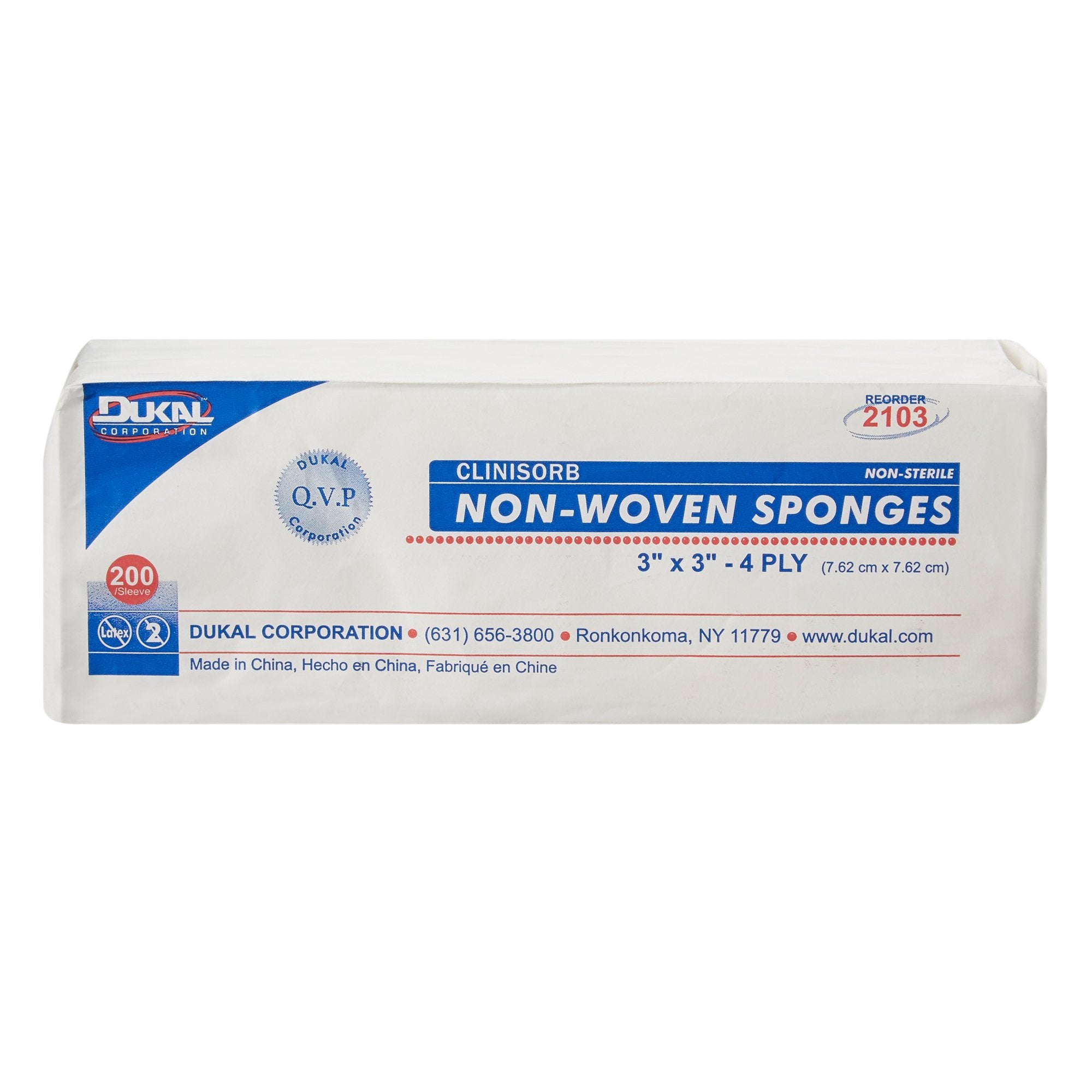 Nonwoven Sponge Clinisorb 3 X 3 Inch 200 per Pack NonSterile 4-Ply Square