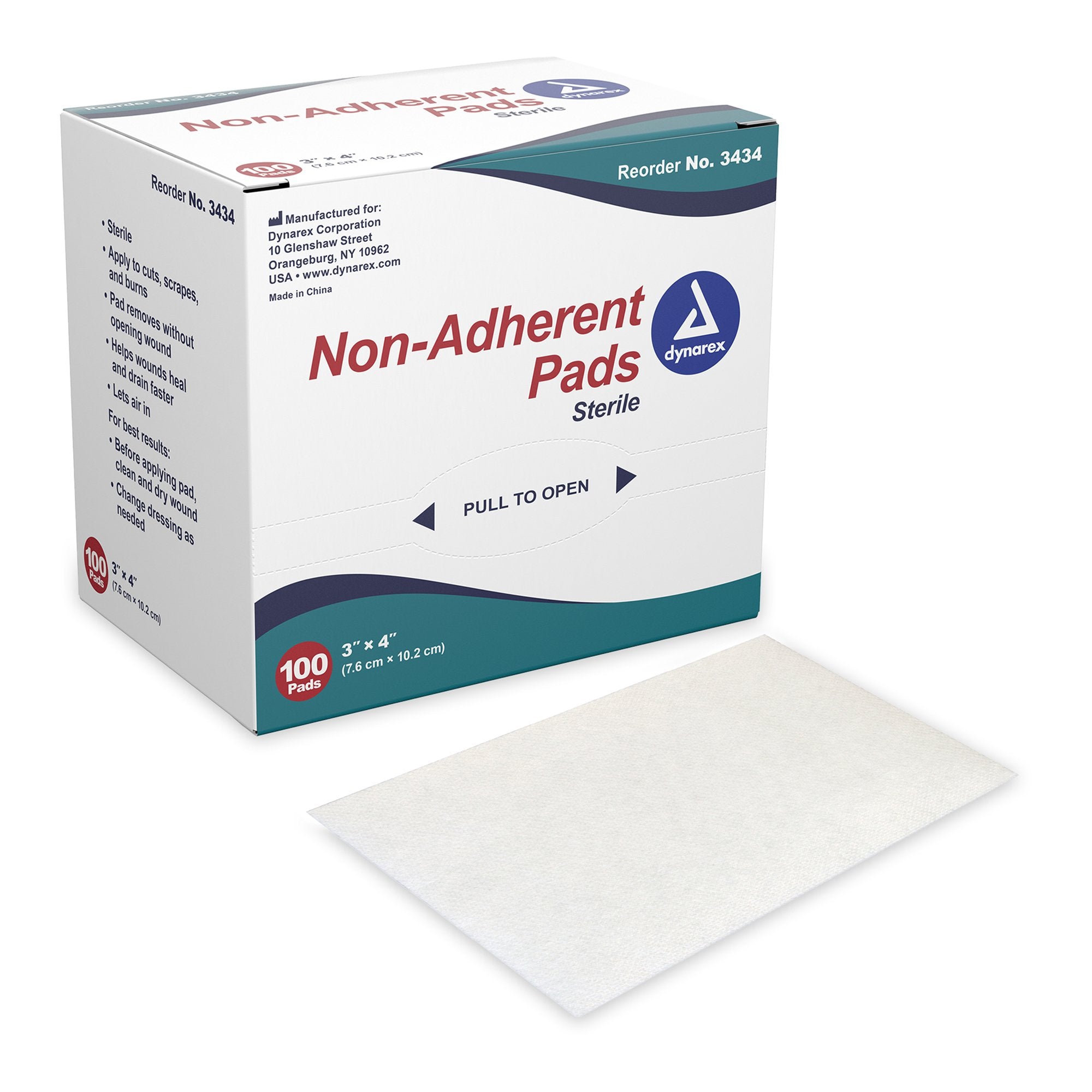 Non-Adherent Dressing Dynarex 3 X 4 Inch Sterile Rectangle