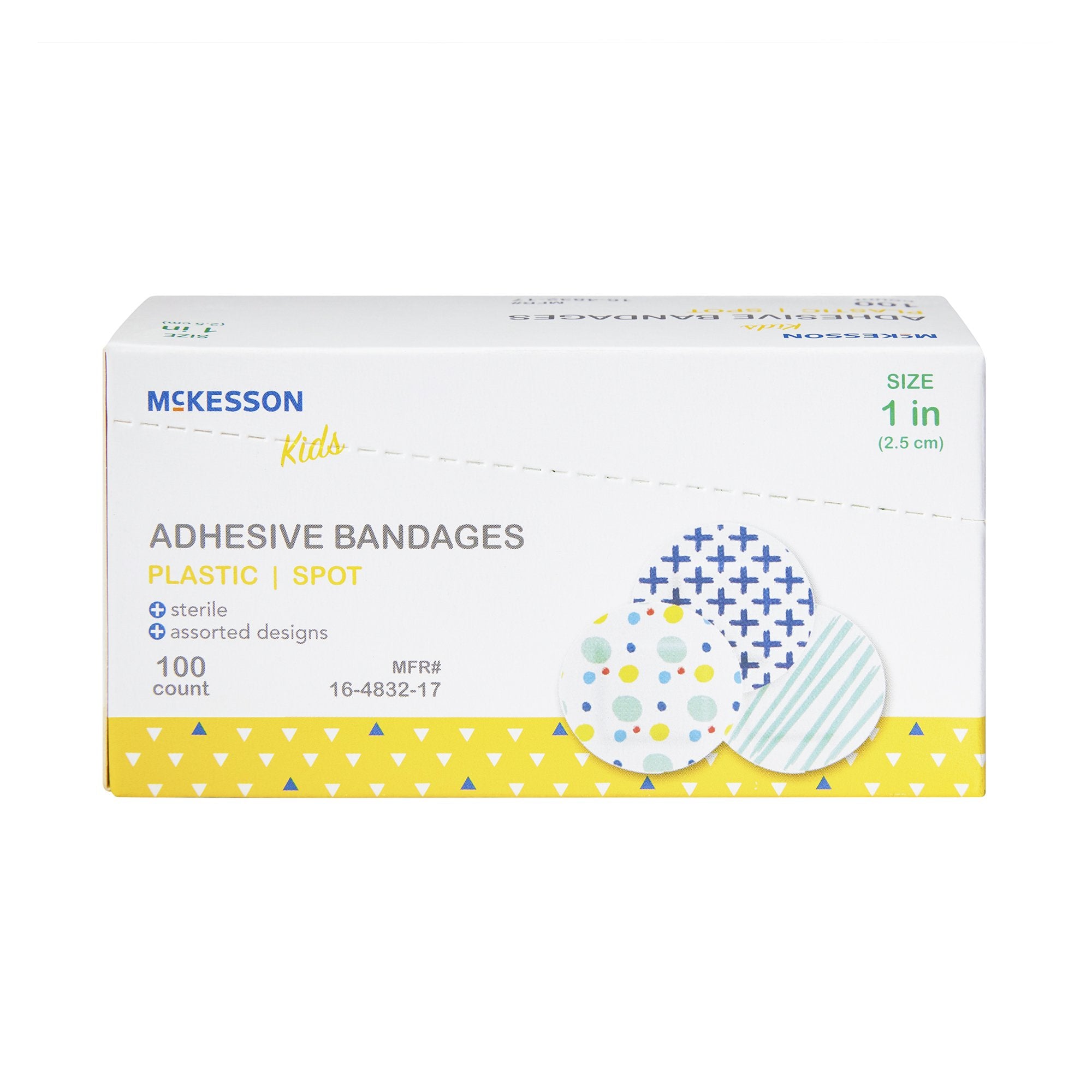 Adhesive Spot Bandage McKesson Kids™ 1 Inch Plastic Round Kid Design (Assorted Prints) Sterile