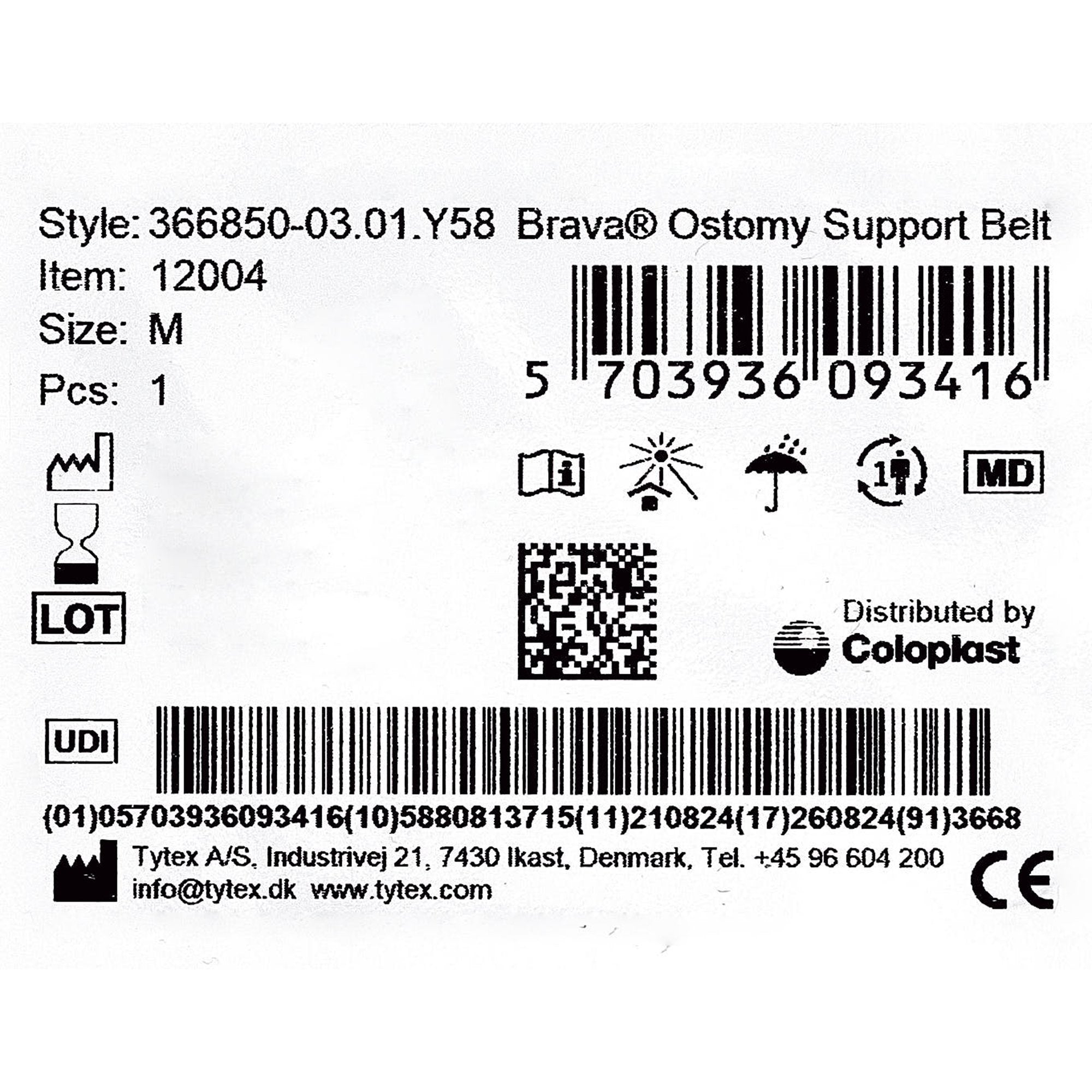 Ostomy Support Belt Brava® Medium, 31 to 35 Inch Waist, White