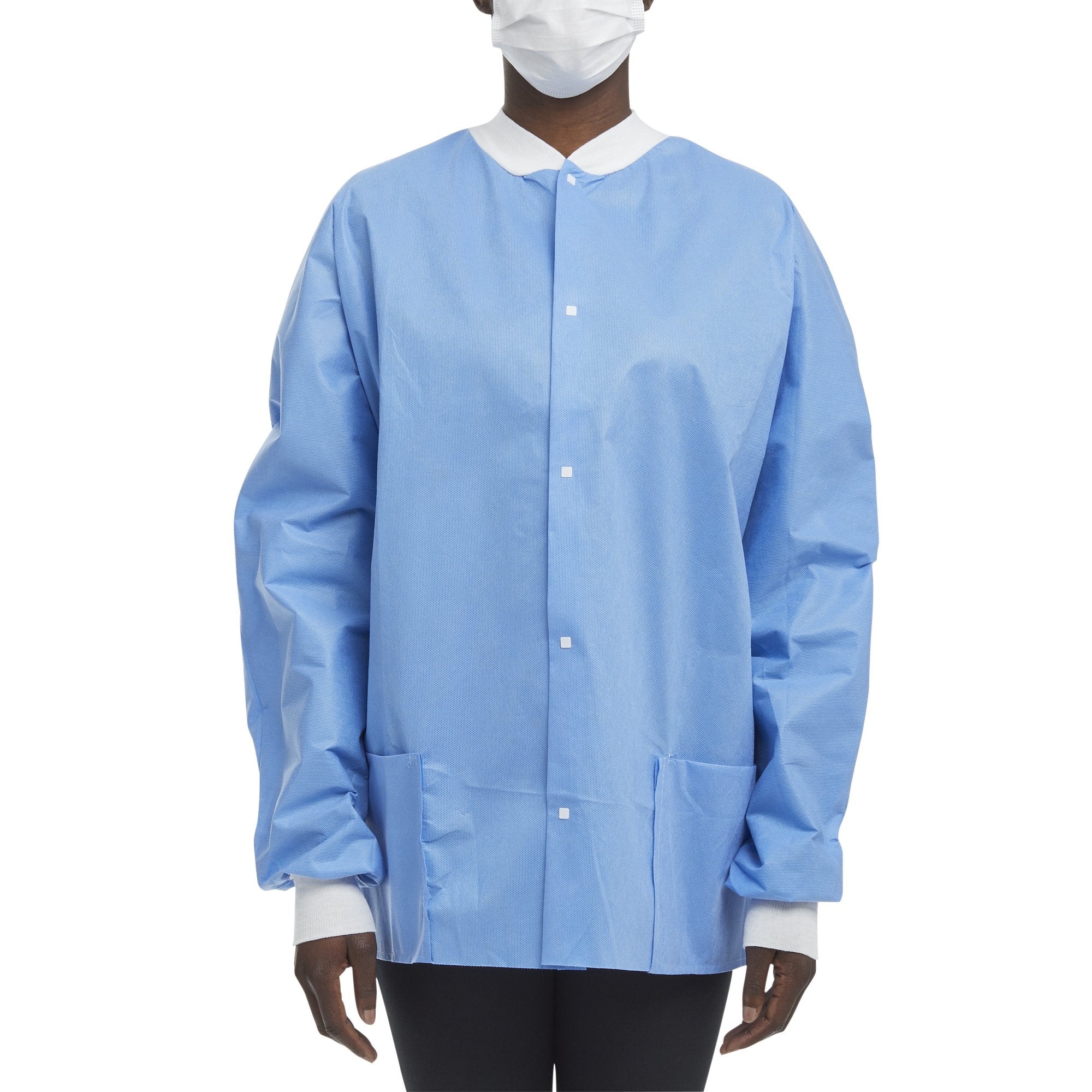 Lab Jacket Blue Large Hip Length 3-Layer SMS Disposable