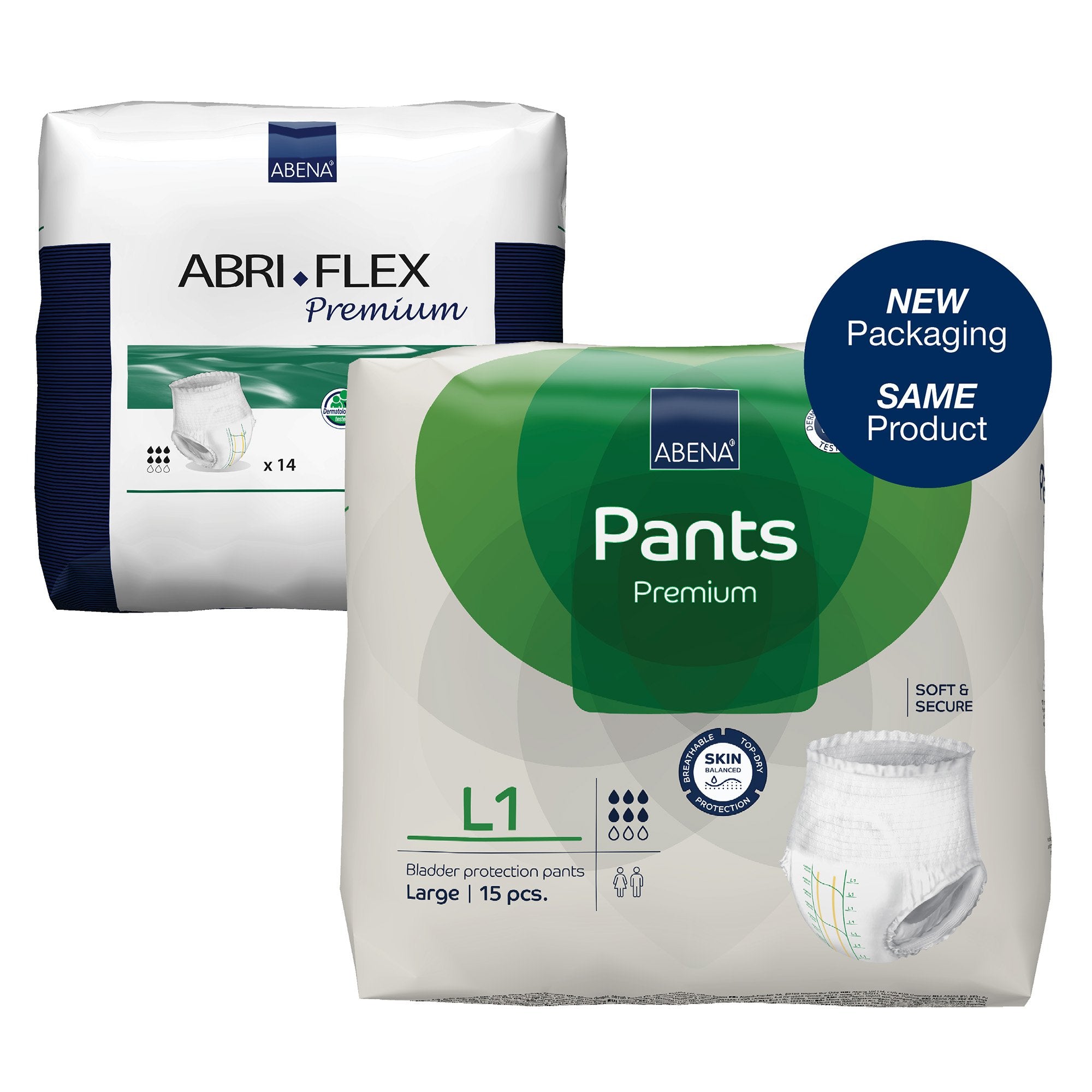 Unisex Adult Absorbent Underwear Abena® Premium Pants L1 Pull On with Tear Away Seams Large Disposable Moderate Absorbency