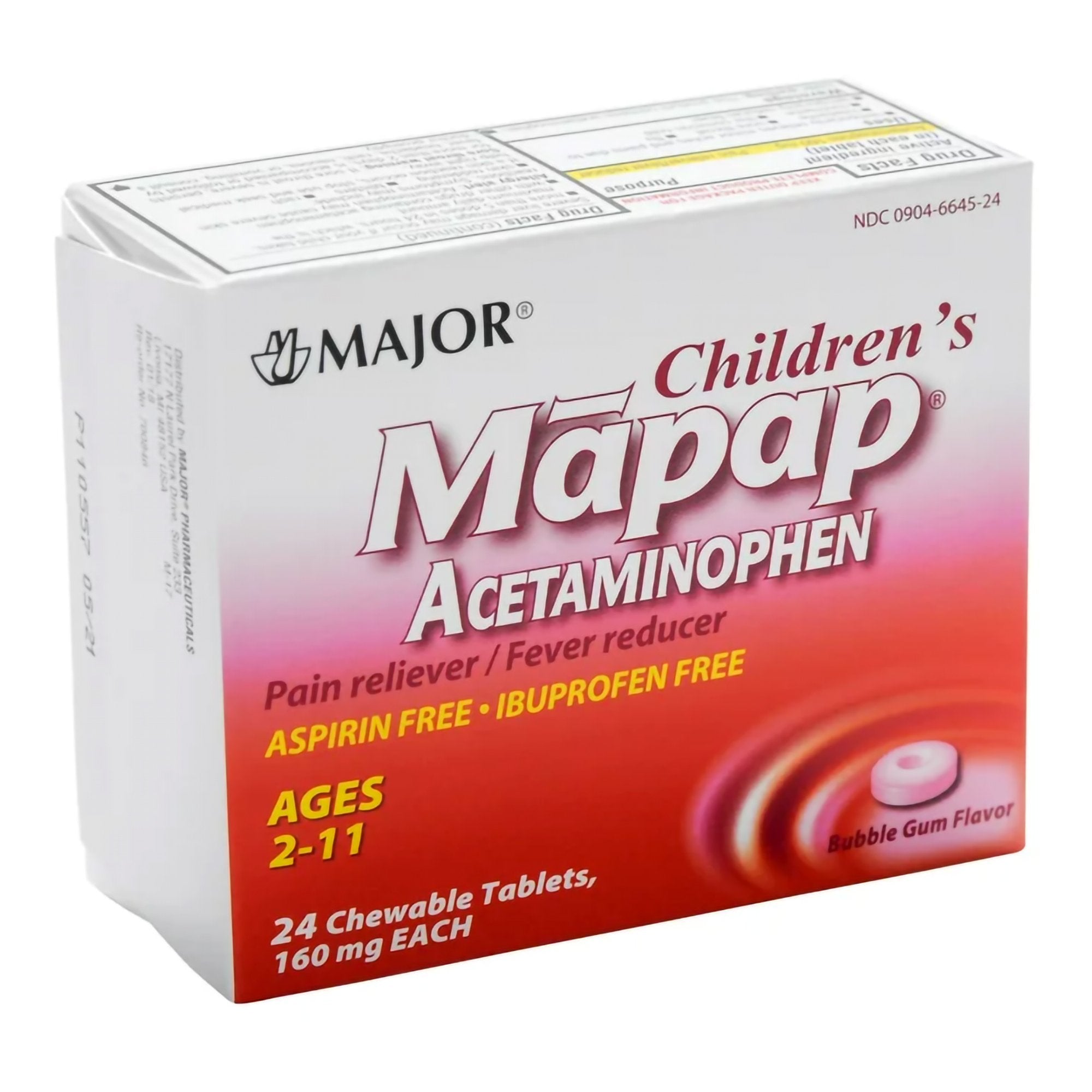 Children's Pain Relief / Fever Reducer Mapap® 160 mg Strength Acetaminophen Chewable Tablet 24 per Box