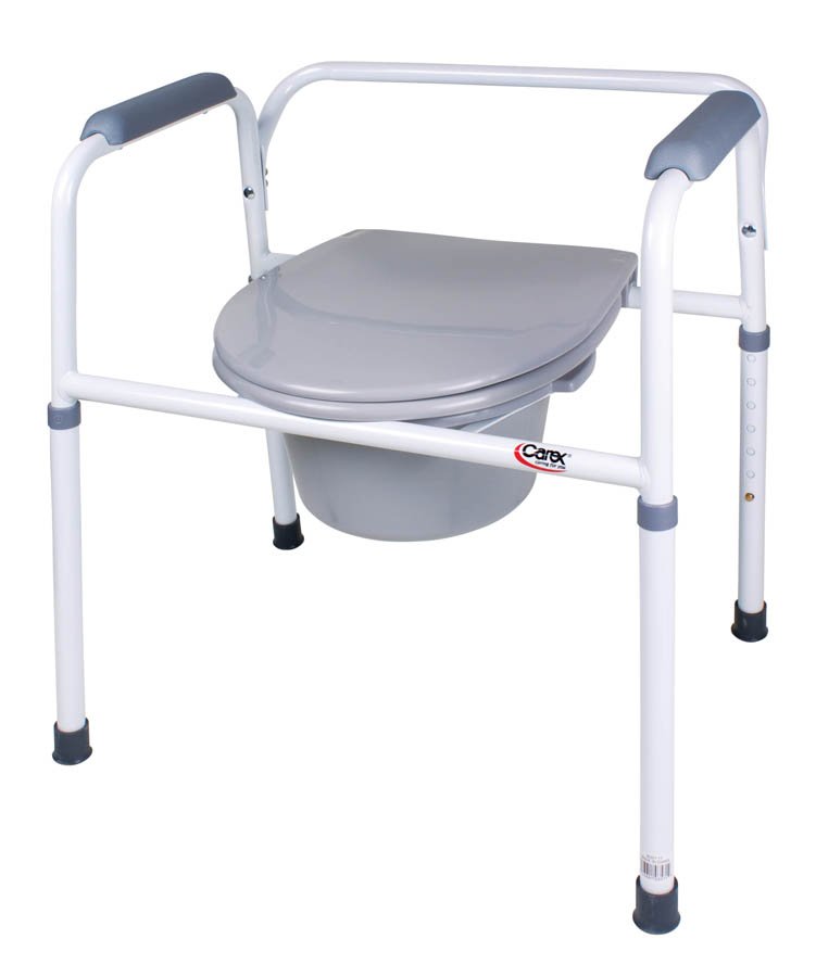 Commode Chair Carex® Padded Fixed Arms Steel Frame 250 lbs. Weight Capacity