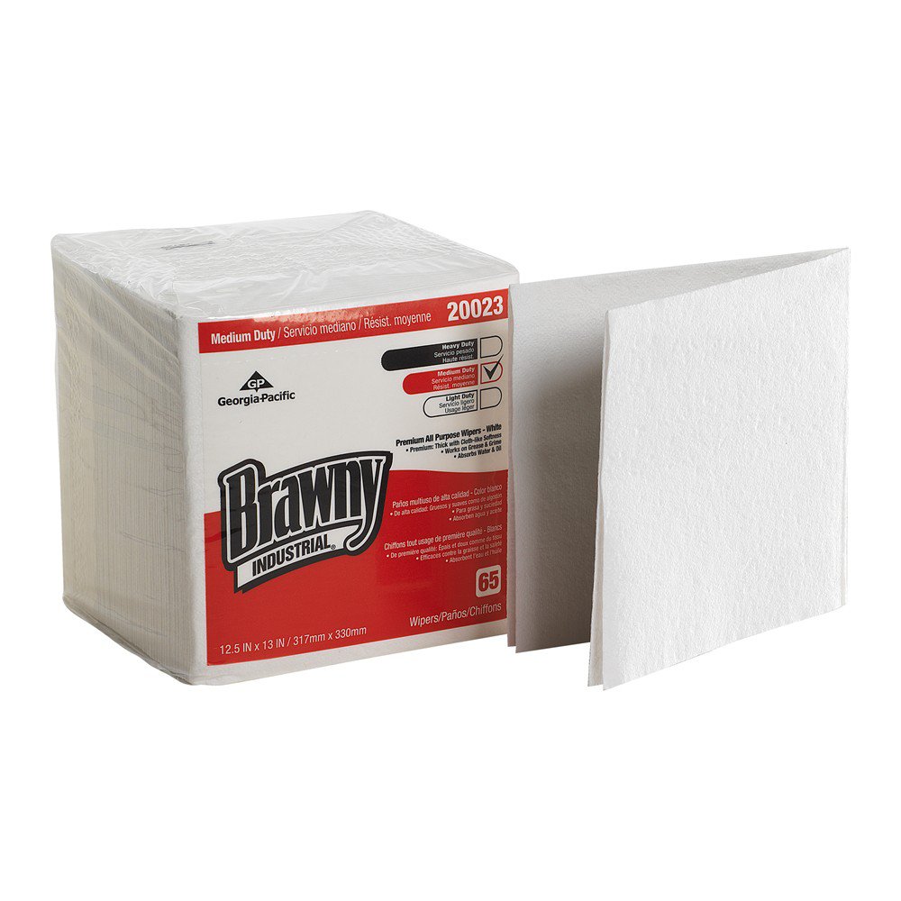 Task Wipe Brawny Industrial® Medium Duty White NonSterile Double Re-Creped 12-1/2 X 13 Inch Disposable