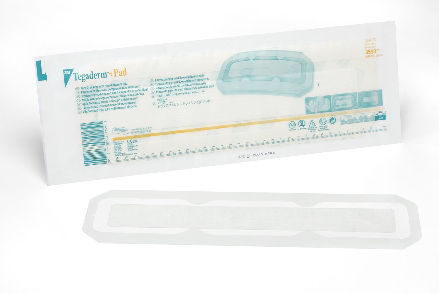 Transparent Film Dressing with Pad 3M™ Tegaderm™ 3-1/2 X 13-3/4 Inch Frame Style Delivery Rectangle Sterile