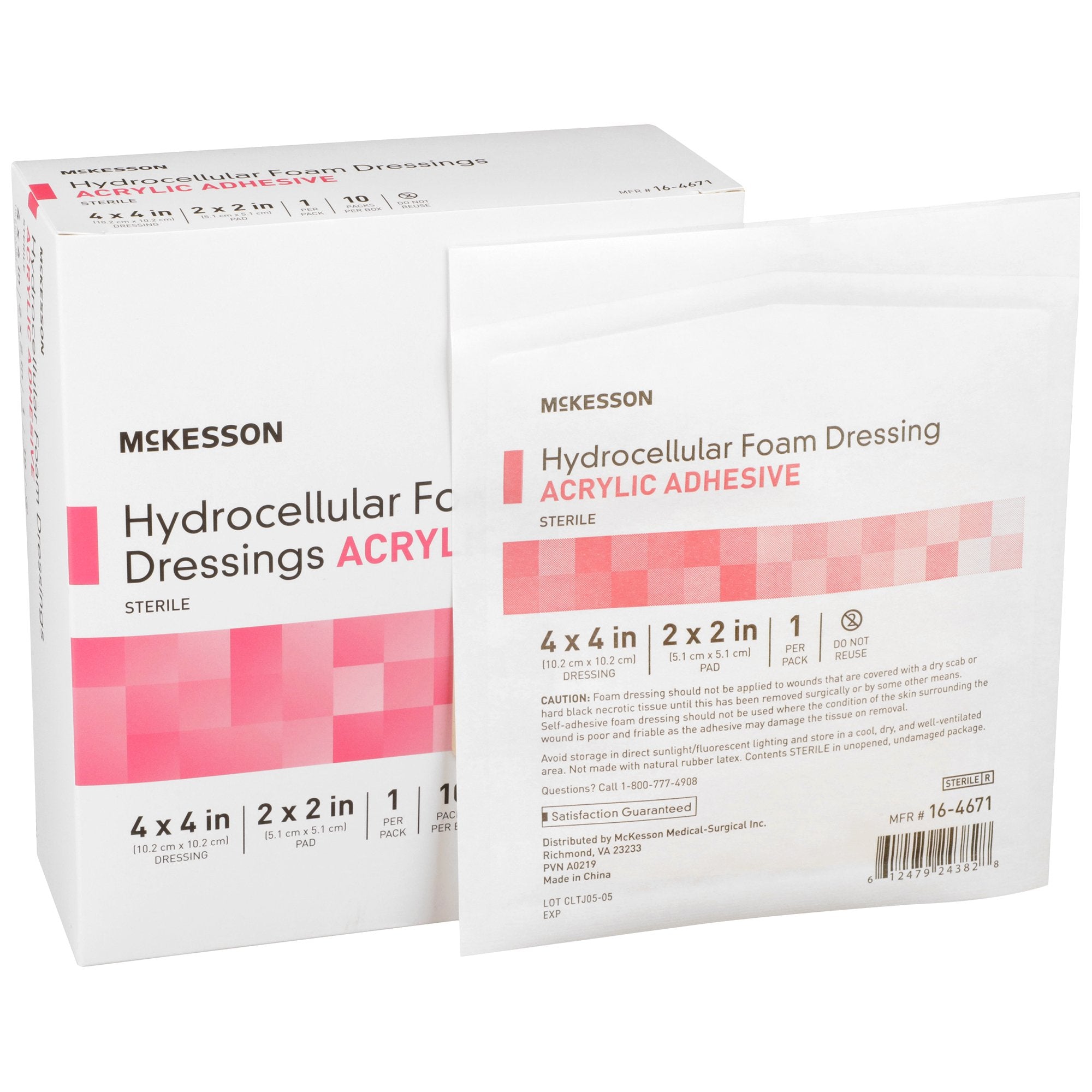 Foam Dressing McKesson 4 X 4 Inch With Border Film Backing Acrylic Adhesive Square Sterile