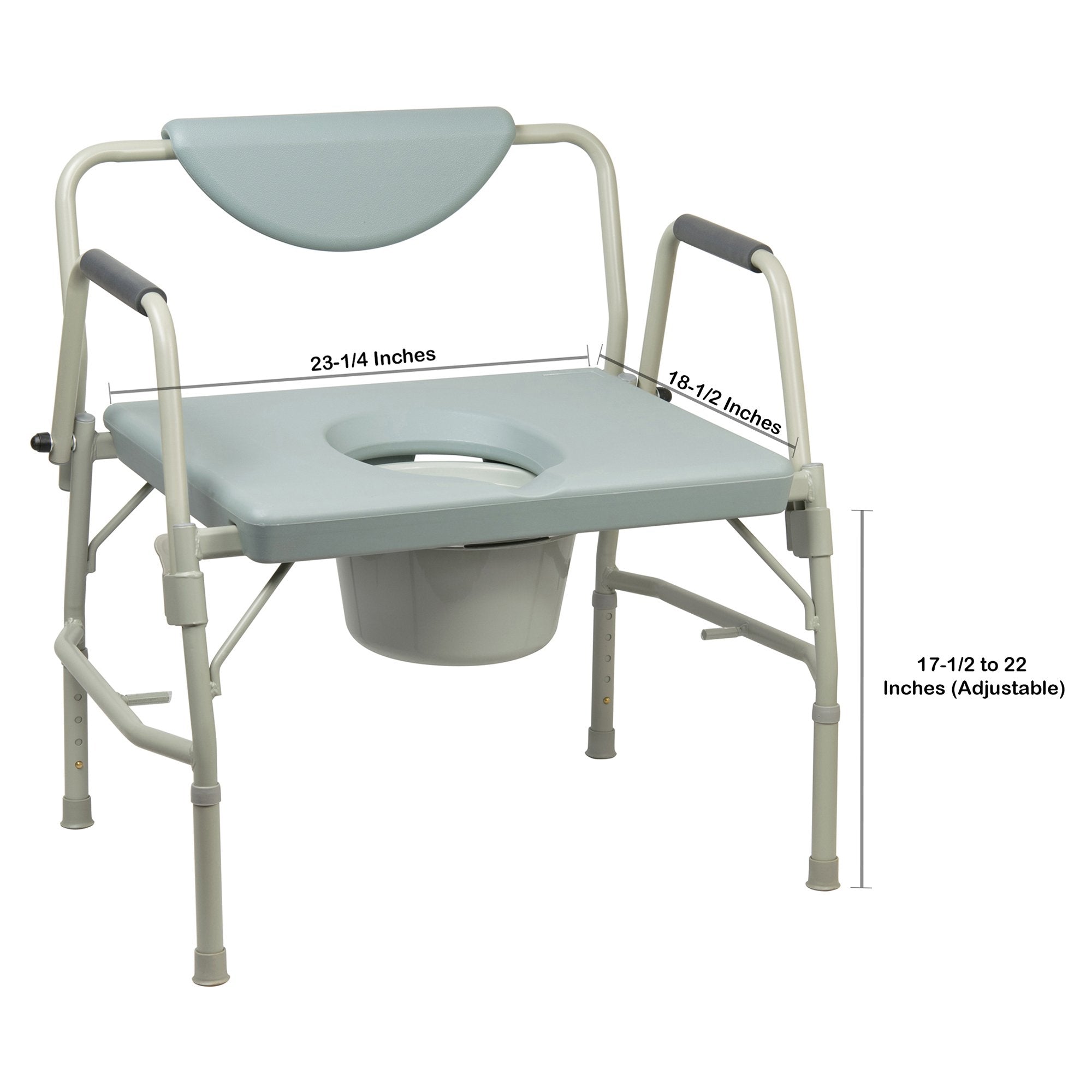 Commode Chair McKesson Drop Arms Steel Frame Padded Backrest 23-1/4 Inch Seat Width 1,000 lbs. Weight Capacity