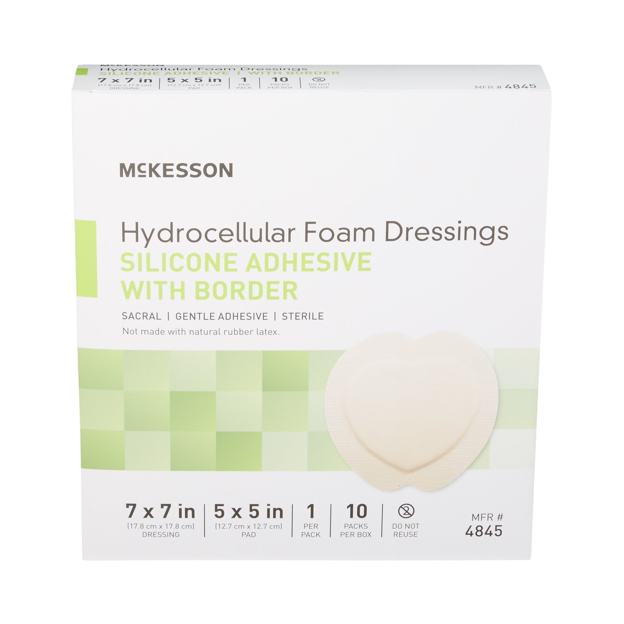 Foam Dressing McKesson 7 X 7 Inch With Border Film Backing Silicone Gel Adhesive Sacral Sterile
