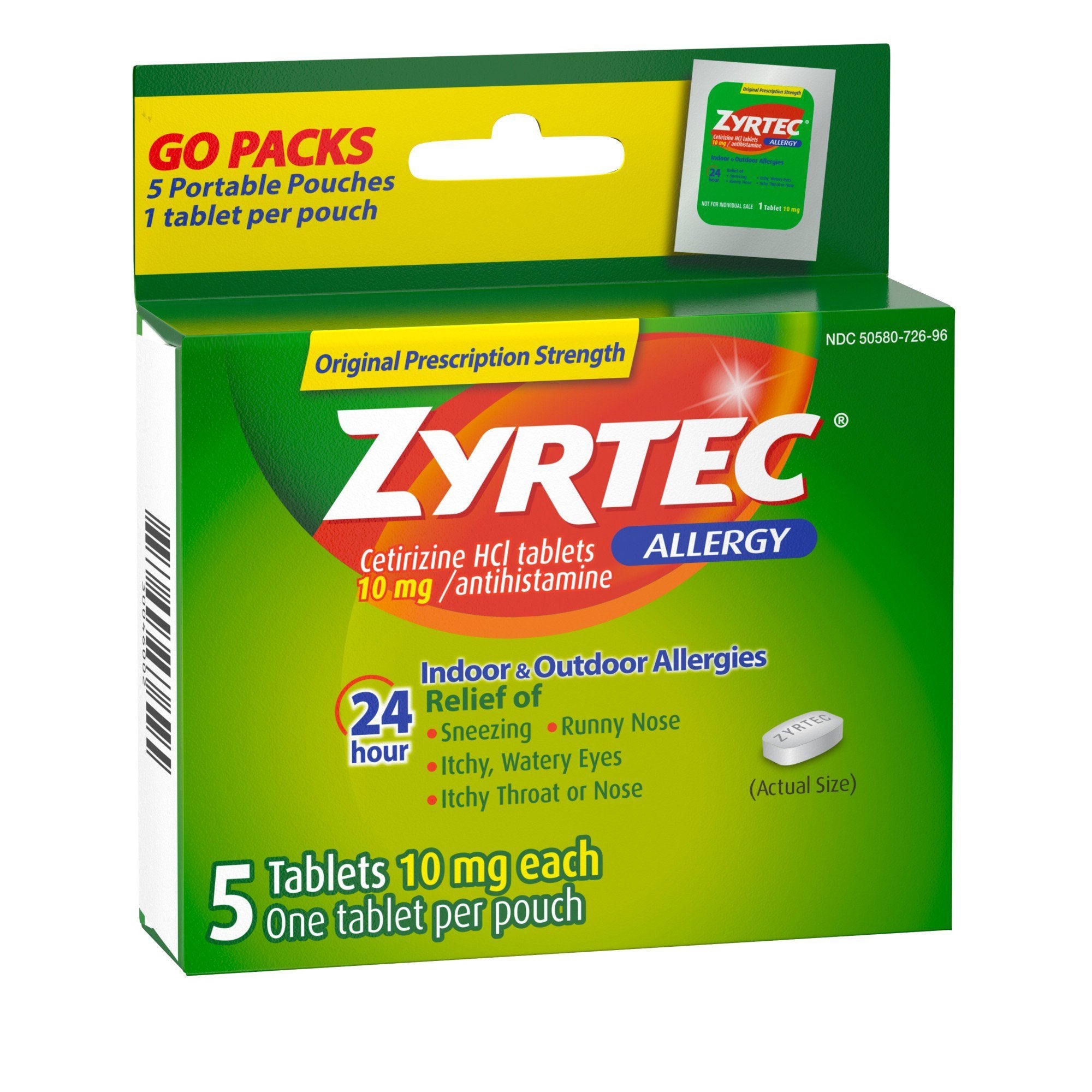 Allergy Relief Zyrtec® 10 mg Strength Tablet 5 per Box