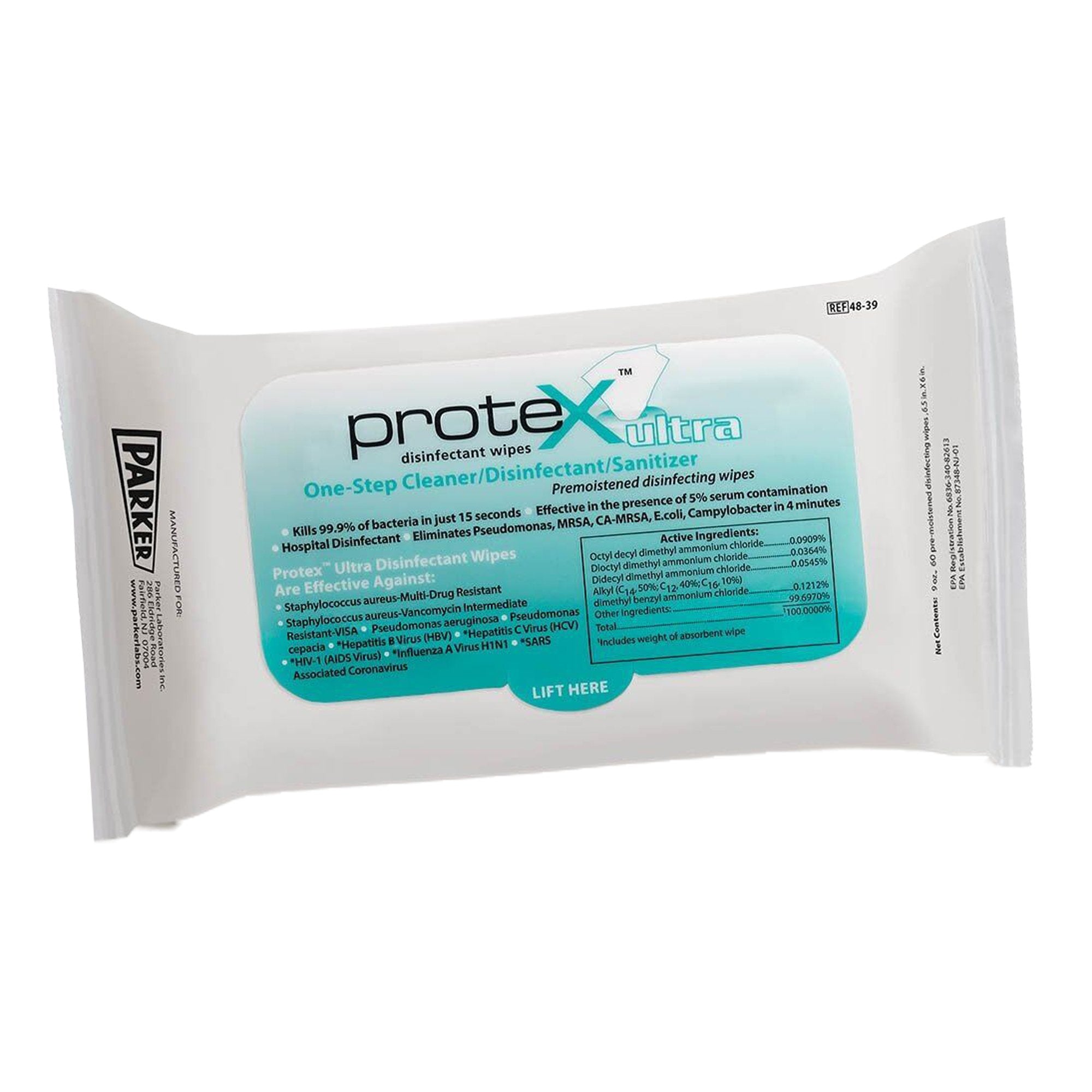 Protex™ Ultra Surface Disinfectant Cleaner Premoistened Manual Pull Wipe 60 Count Soft Pack Lemon Scent NonSterile