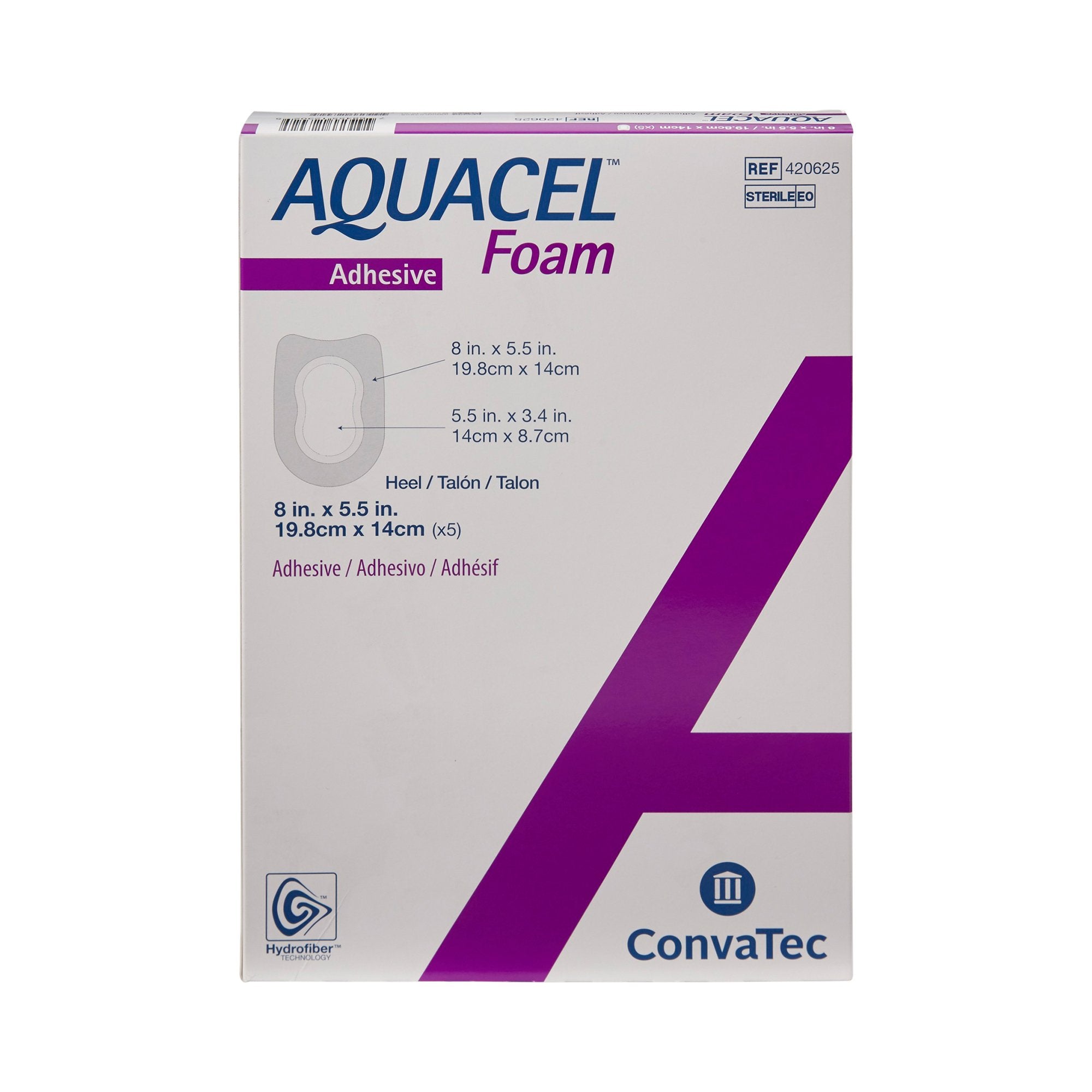 Foam Dressing Aquacel® 5-1/2 X 8 Inch With Border Waterproof Film Backing Silicone Adhesive Heel Sterile