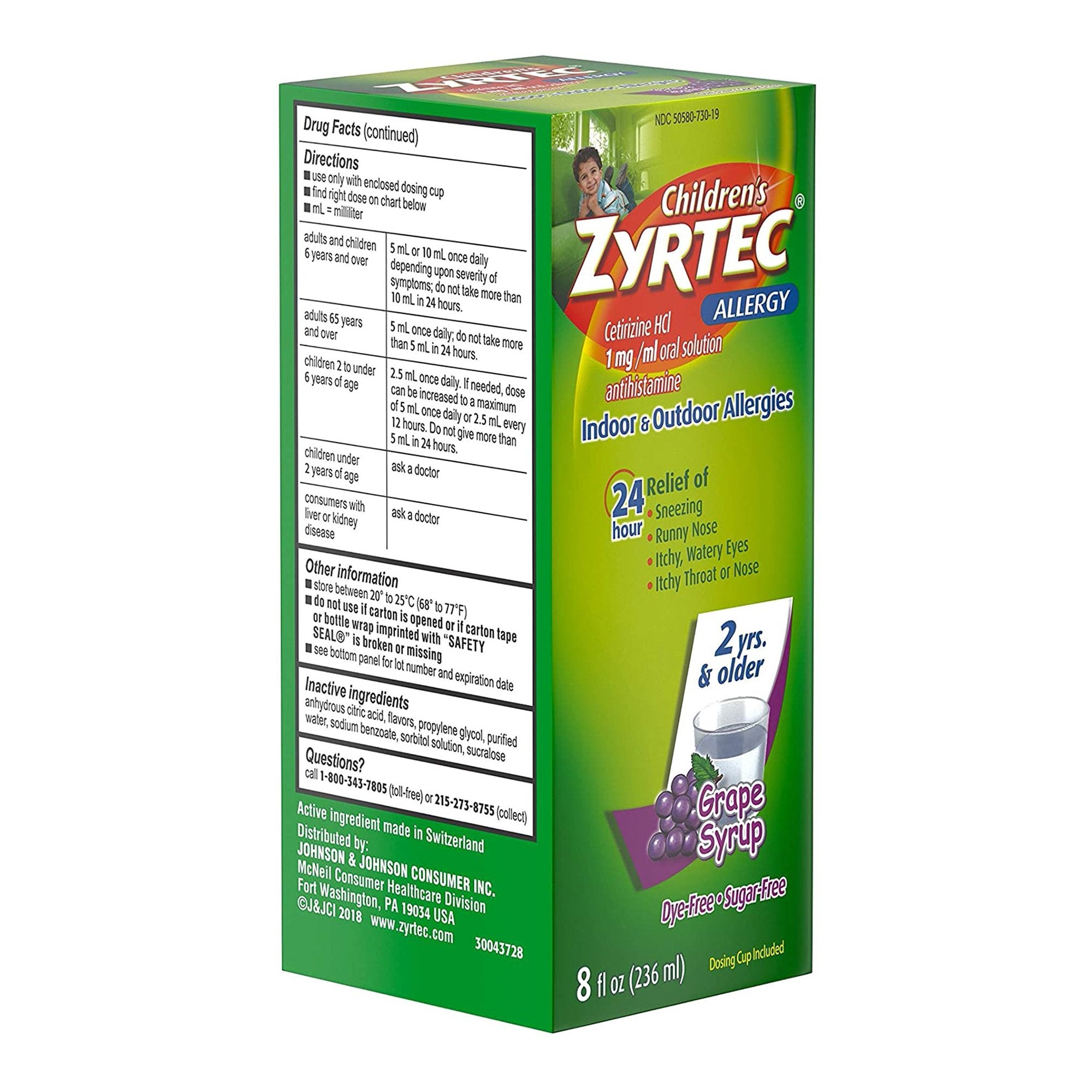 Children's Allergy Relief Zyrtec® 1 mg / 1 mL Strength Solution 4 oz.