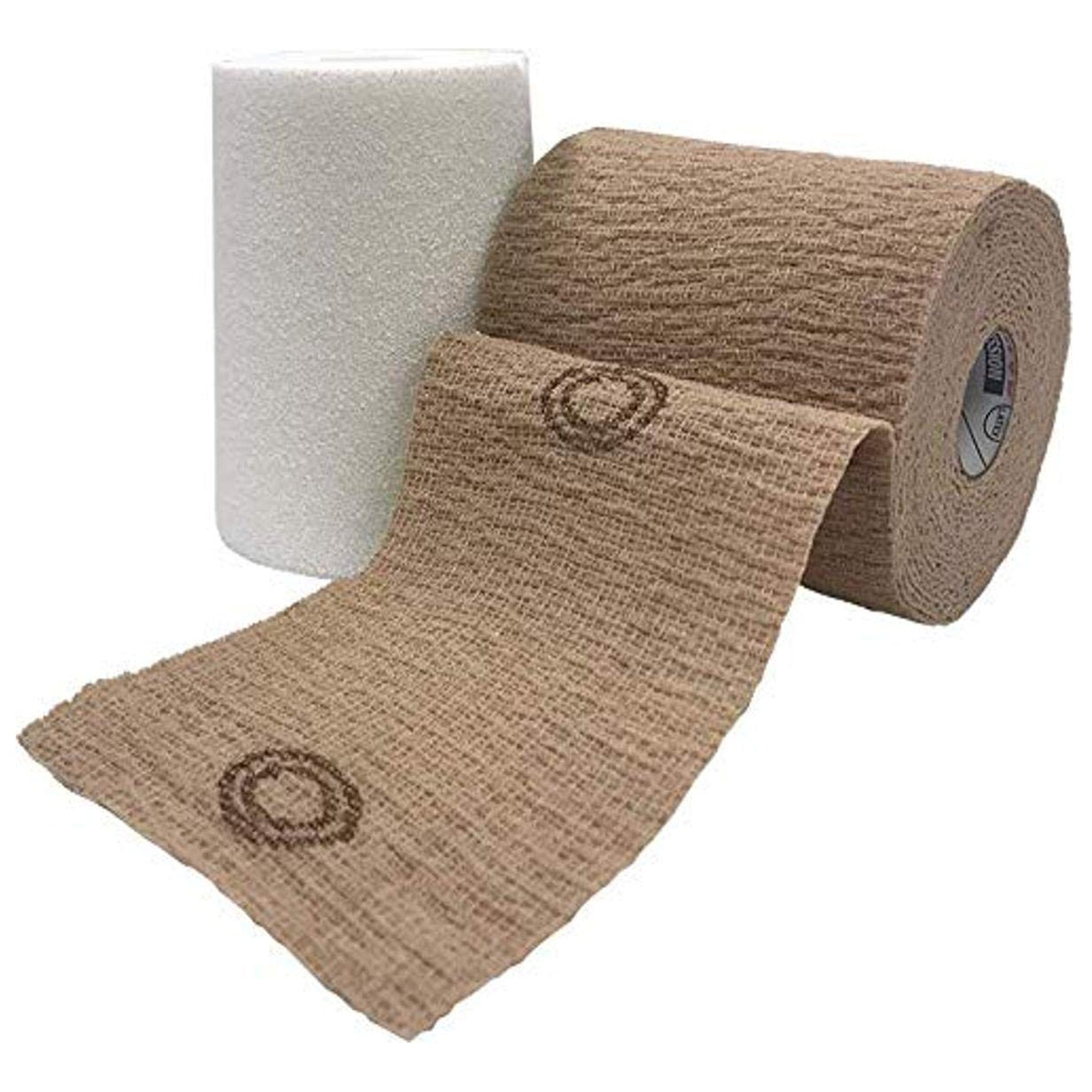 2 Layer Compression Bandage System CoFlex® TLC Zinc with Indicators 4 Inch X 6 Yard / 4 Inch X 7 Yard Self-Adherent / Pull On Closure Tan NonSterile 35 to 40 mmHg
