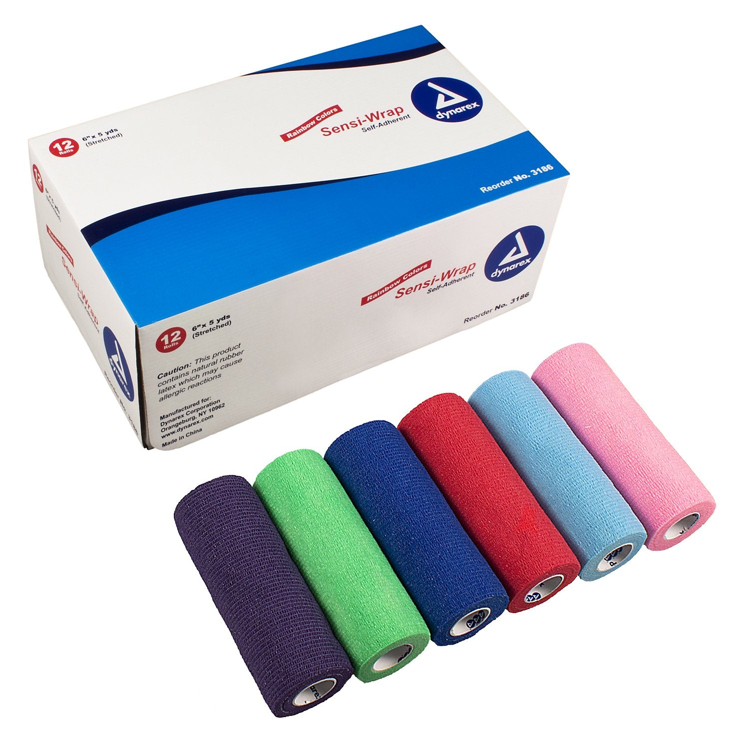 Cohesive Bandage Sensi-Wrap 6 Inch X 5 Yard Self-Adherent Closure Red / Green / Purple / Dark Blue / Pink / Light Blue NonSterile Standard Compression