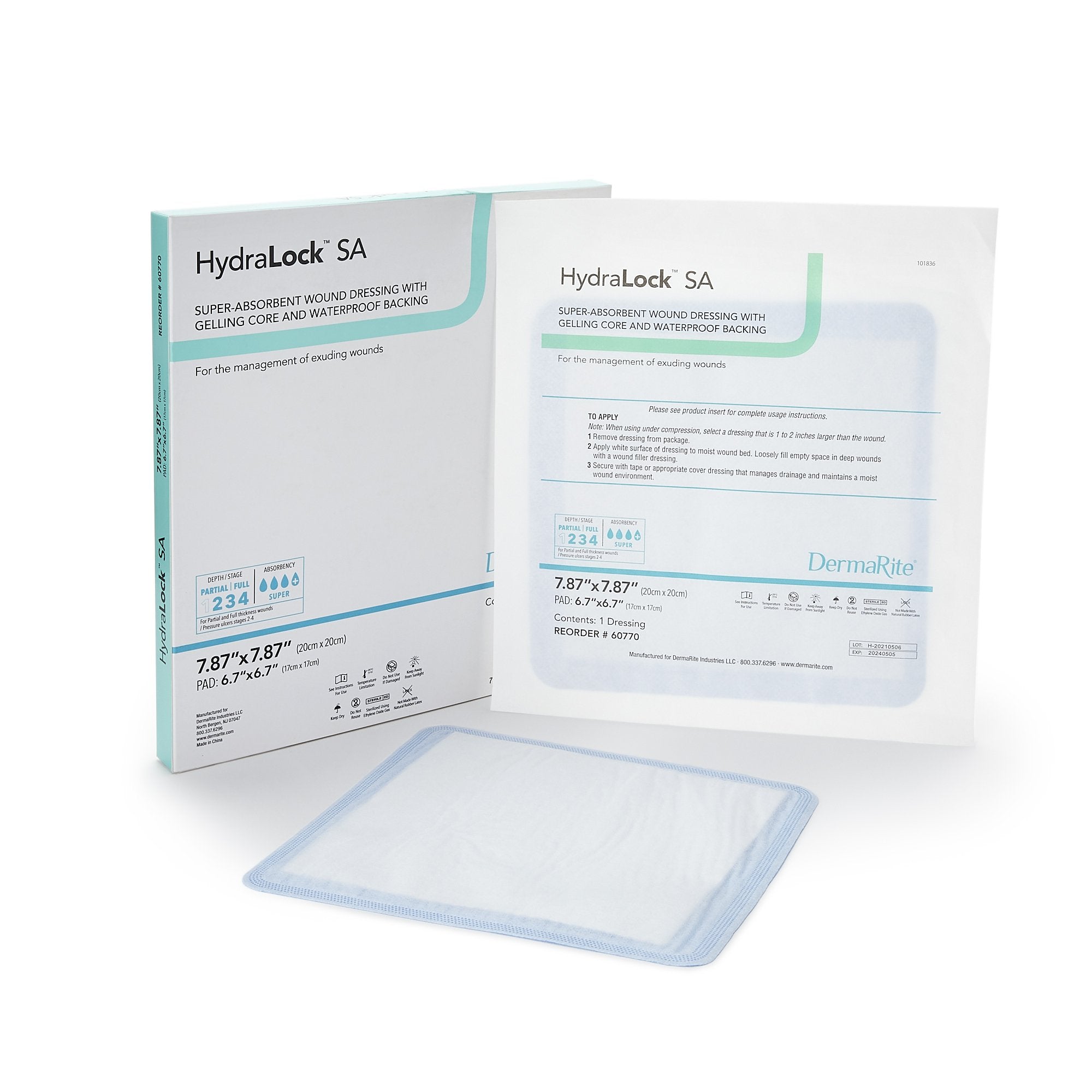 Super Absorbent Dressing HydraLock™ SA 7.87 X 7.87 Inch Square