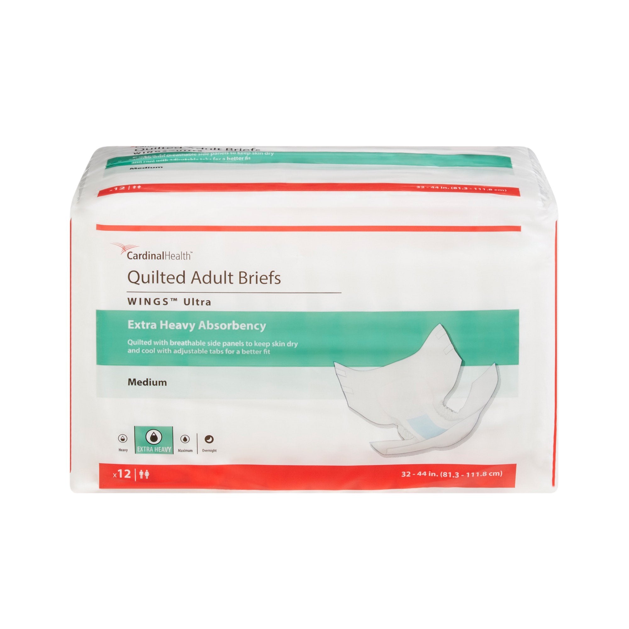 Unisex Adult Incontinence Brief Wings™ Ultra Medium Disposable Heavy Absorbency