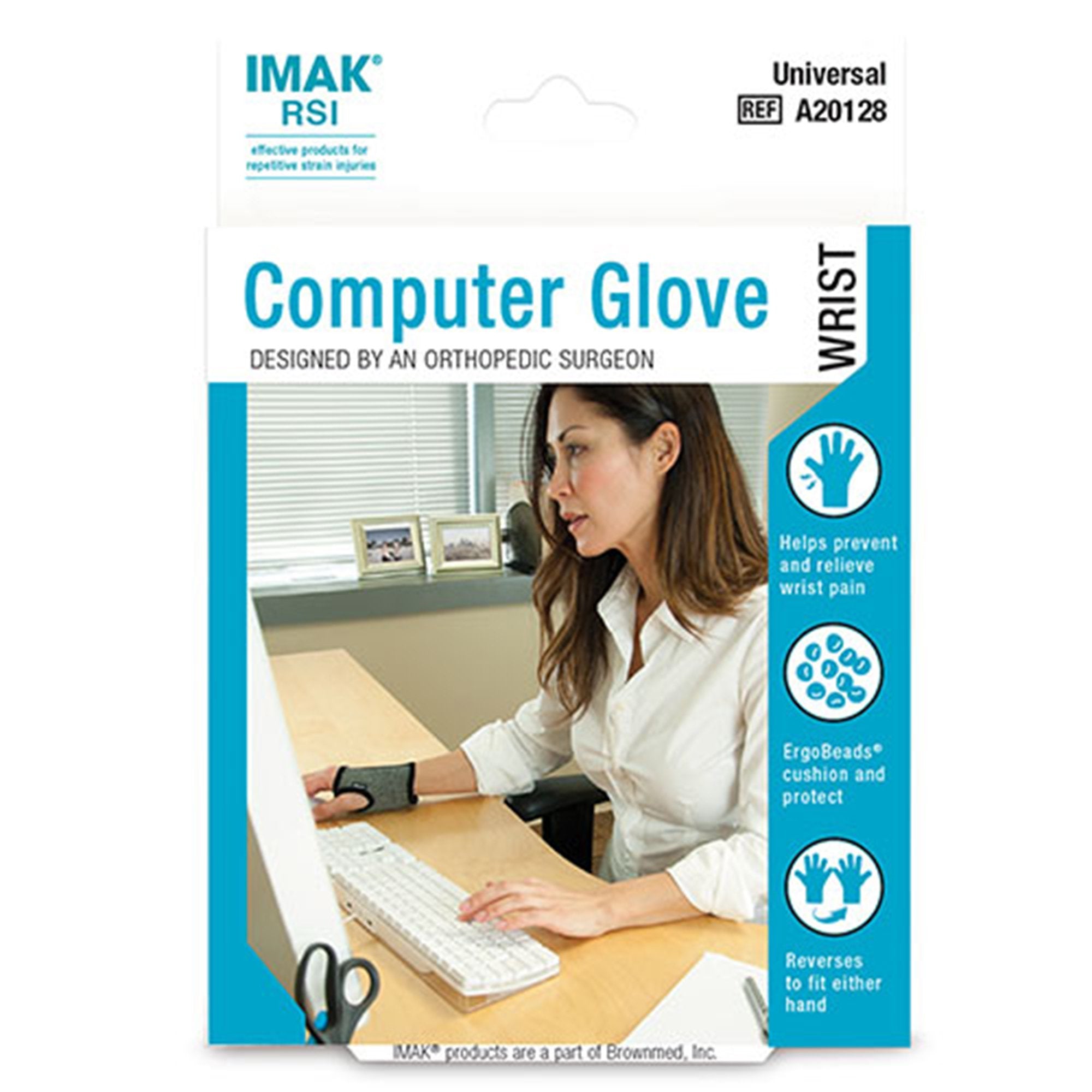 Computer Gloves IMAK RSI® Low Profile Cotton / Elastic Left or Right Wrist Black / Gray One Size Fits Most